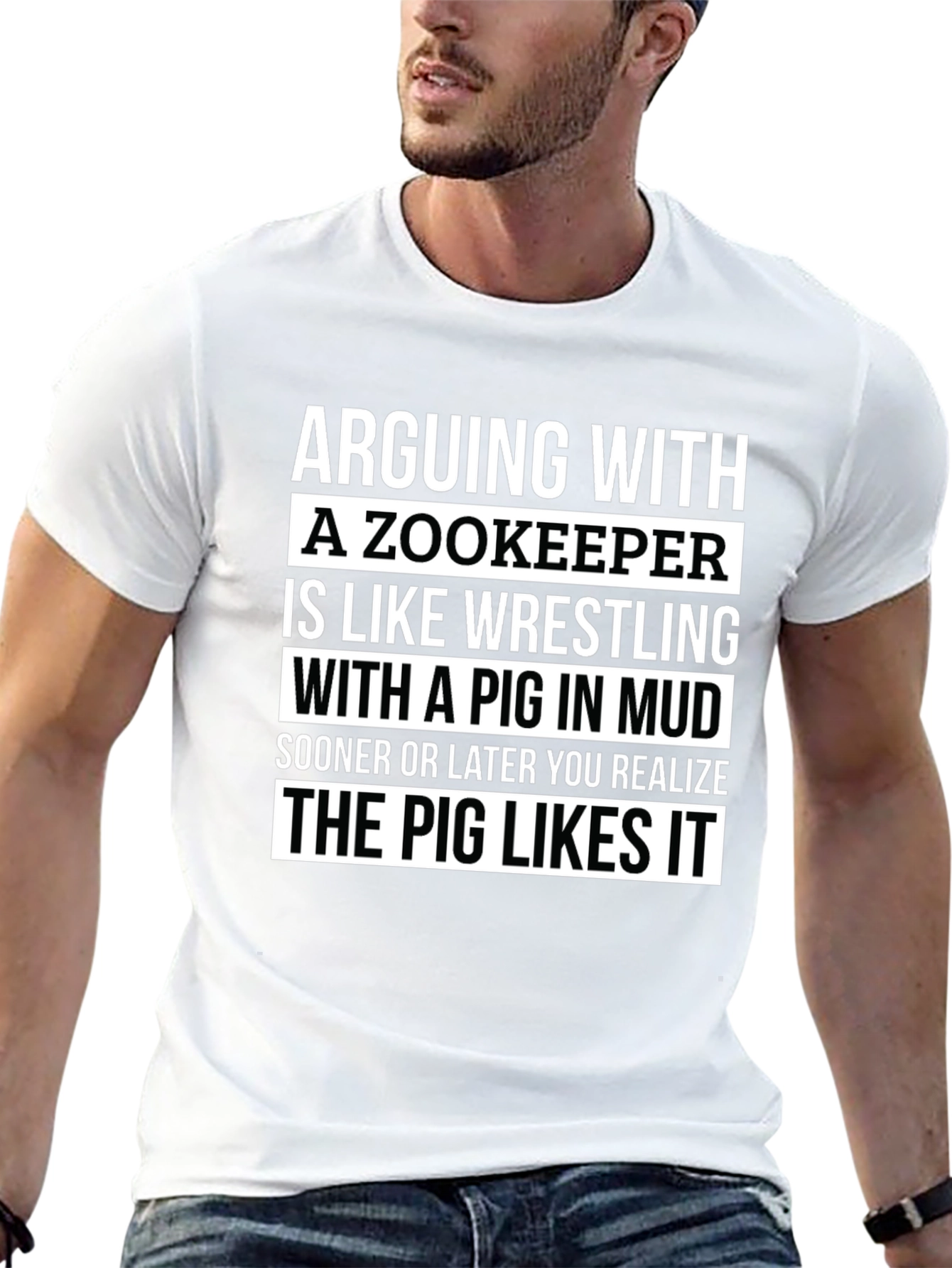 Zookeeper Pig Mud Wrestling Slogan T-Shirt