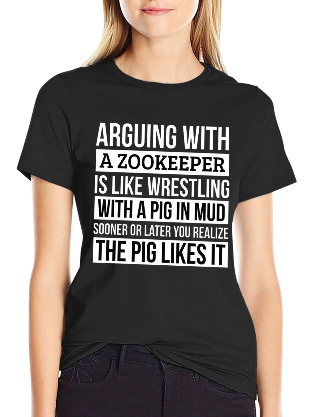 Zookeeper Pig Mud Wrestling Slogan T-Shirt