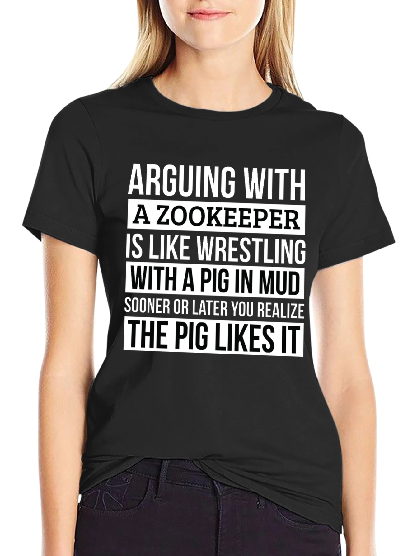 Zookeeper Pig Mud Wrestling Slogan T-Shirt