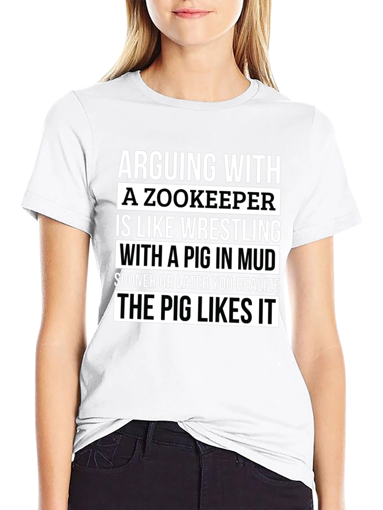 Zookeeper Pig Mud Wrestling Slogan T-Shirt
