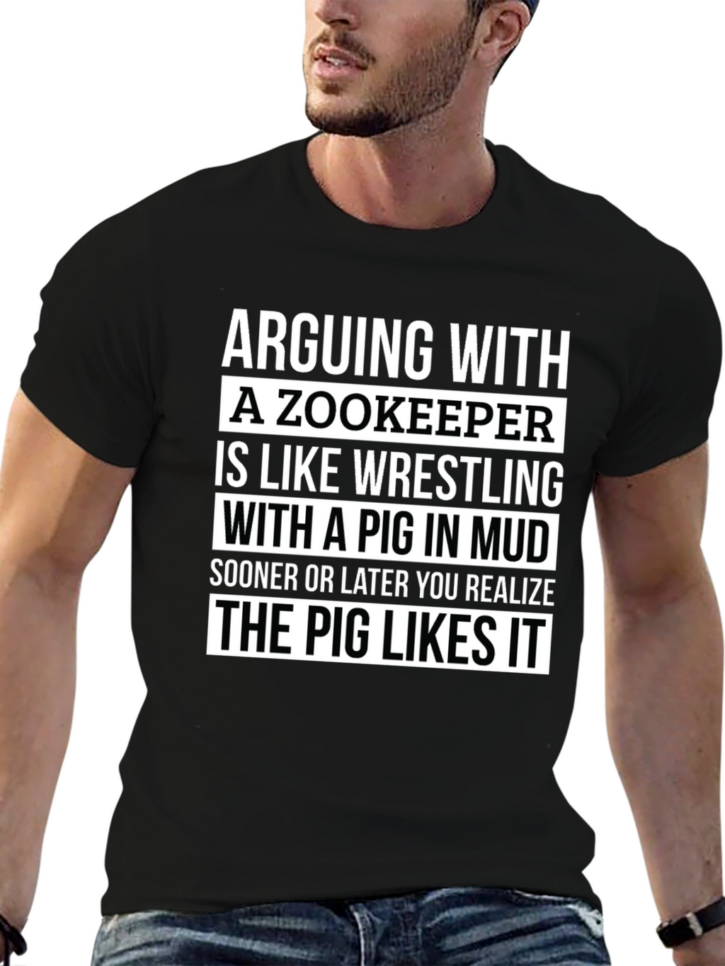 Zookeeper Pig Mud Wrestling Slogan T-Shirt