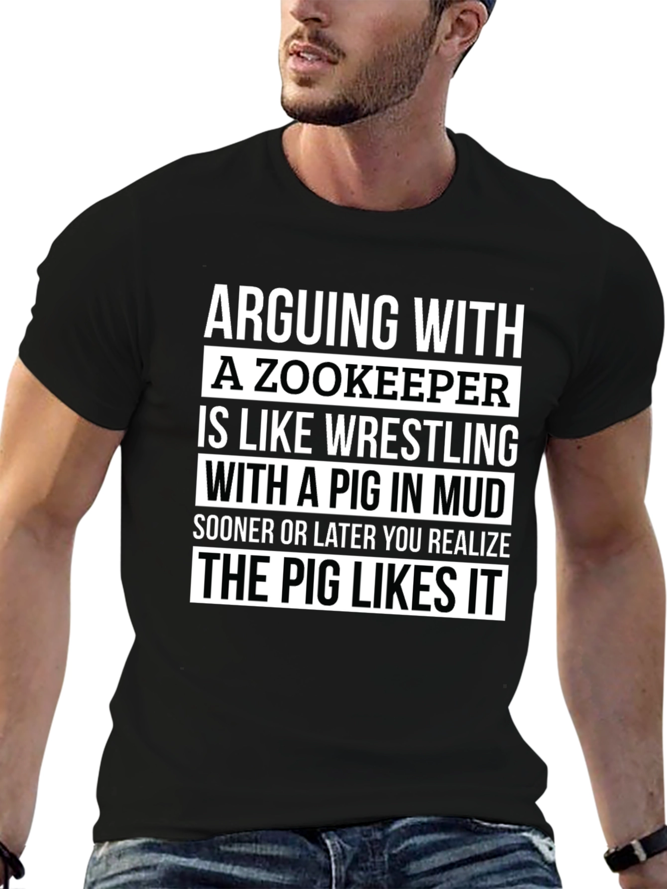 Zookeeper Pig Mud Wrestling Slogan T-Shirt