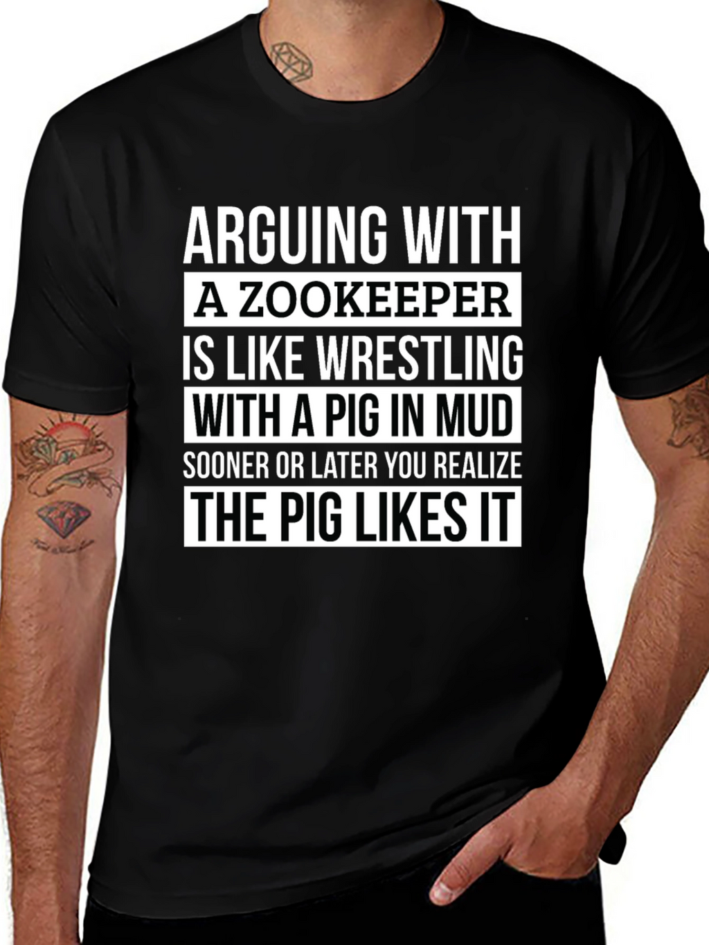 Zookeeper Pig Mud Wrestling Slogan T-Shirt