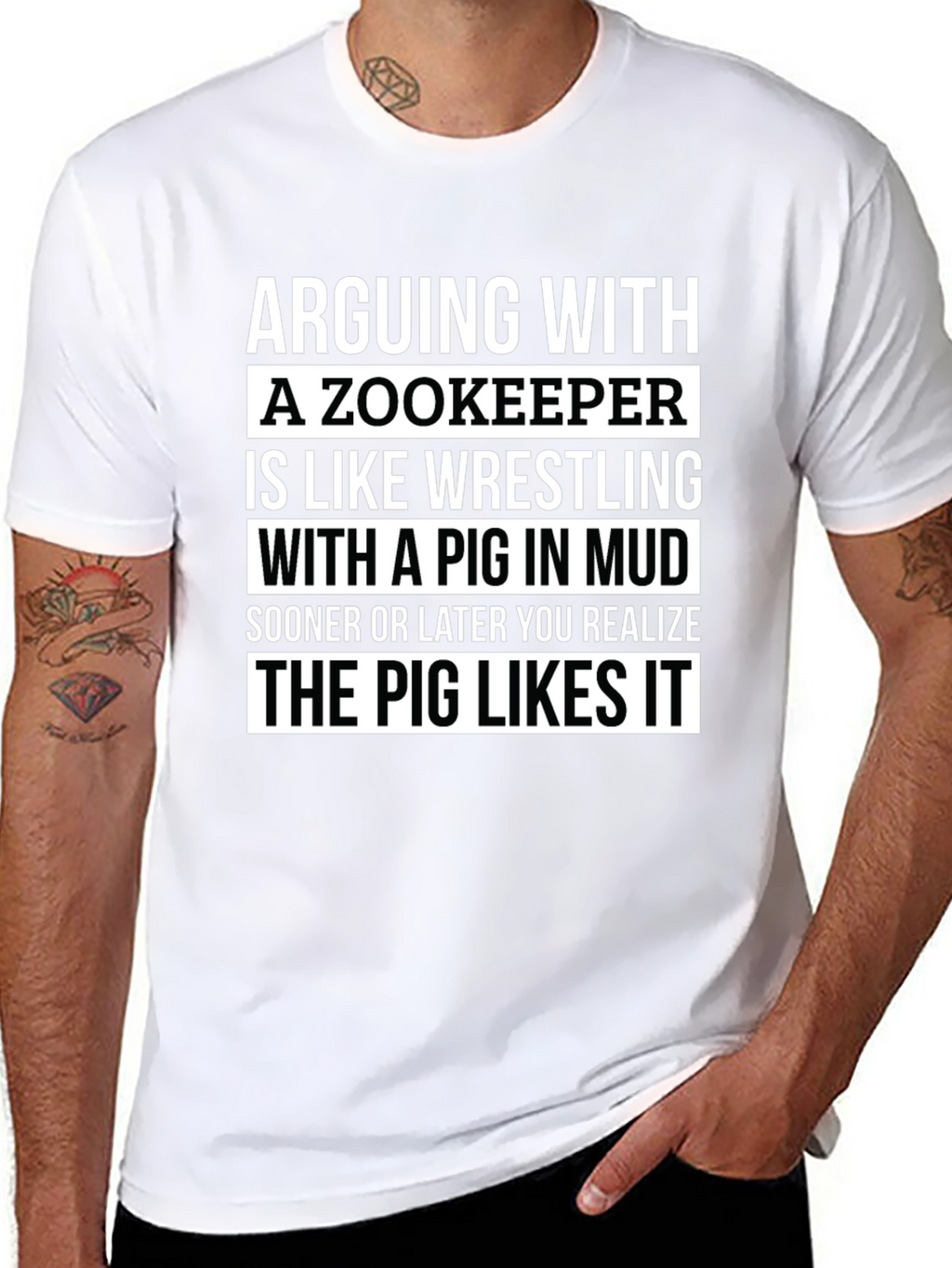 Zookeeper Pig Mud Wrestling Slogan T-Shirt