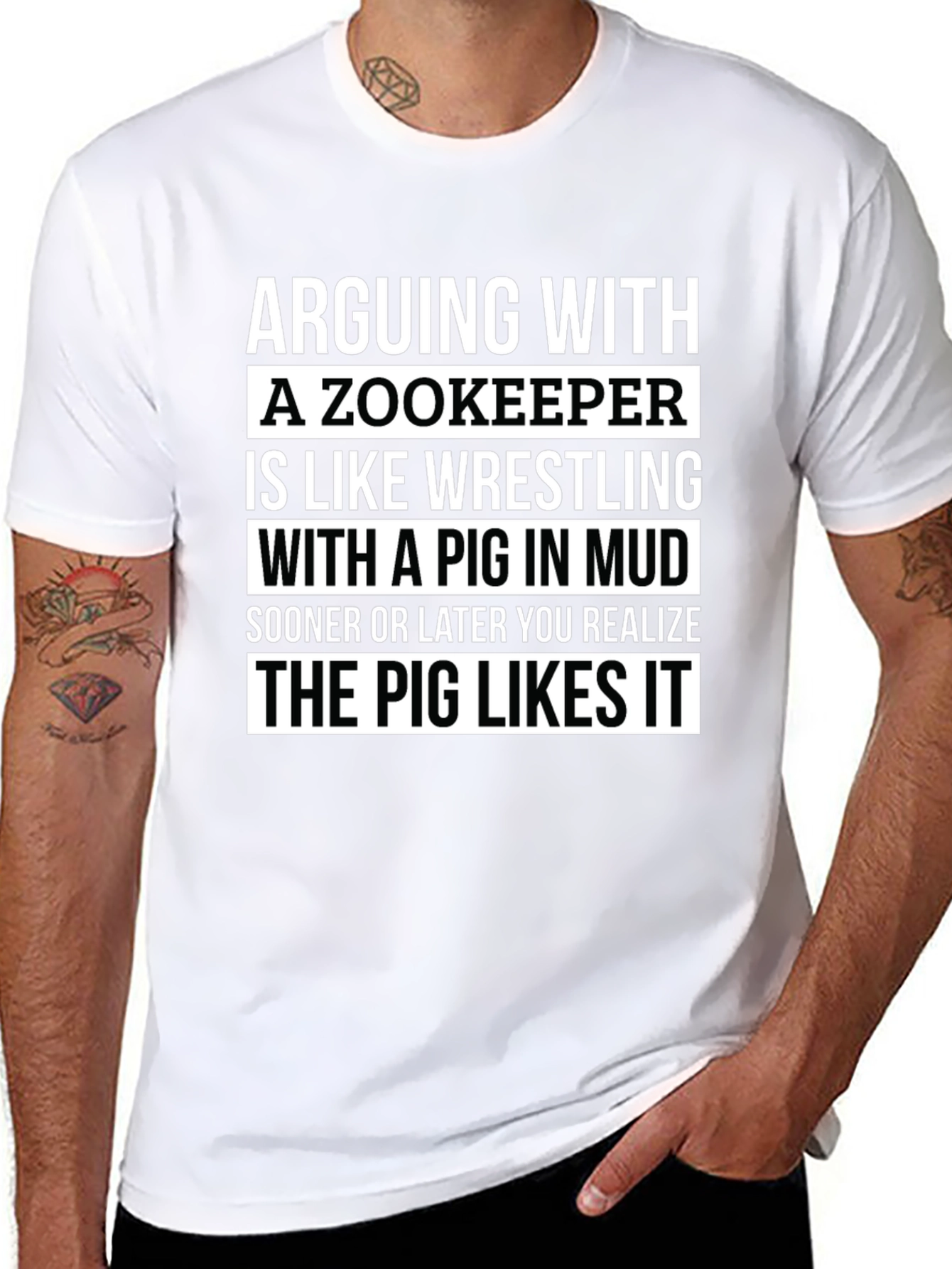 Zookeeper Pig Mud Wrestling Slogan T-Shirt