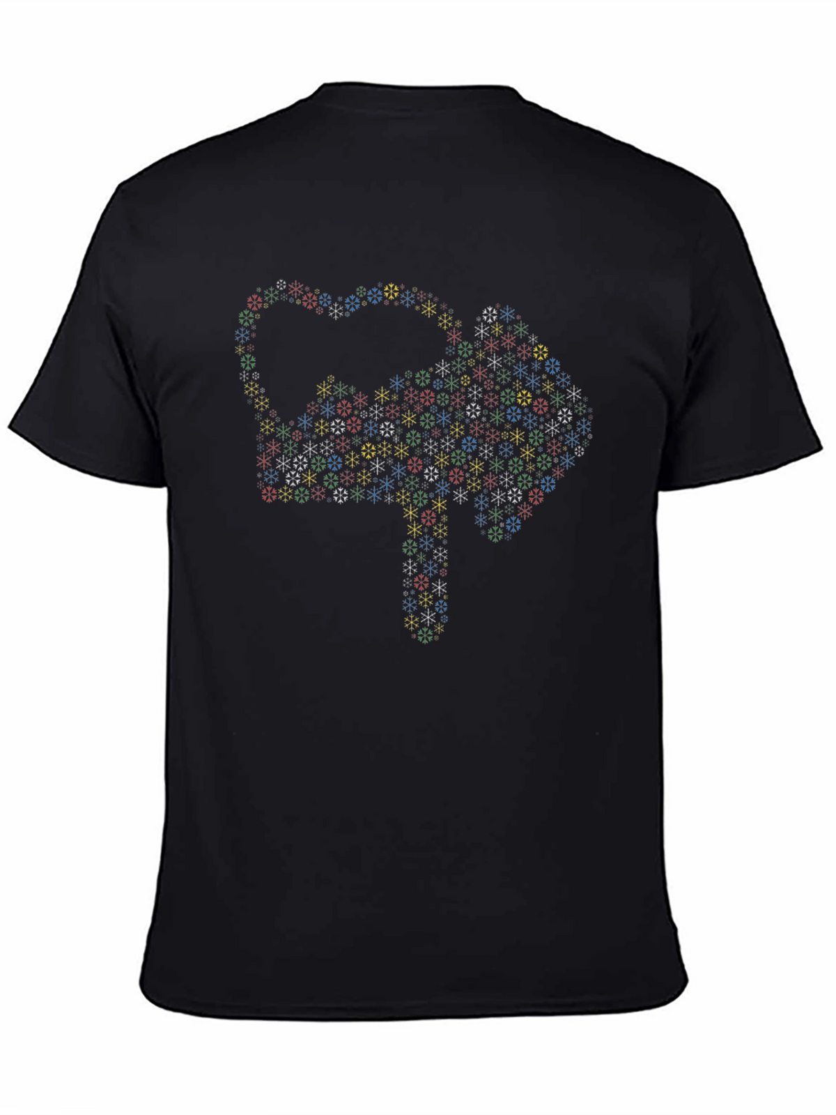 Geometric Snowflake Arrow Black T-Shirt