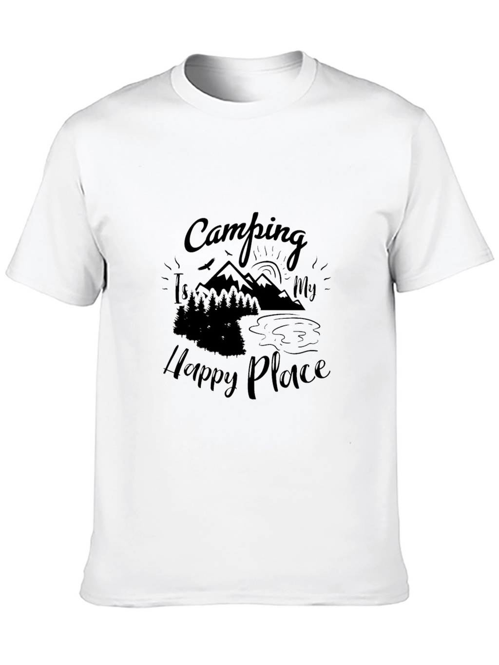 Camping Is My Happy Place Black T-Shirt