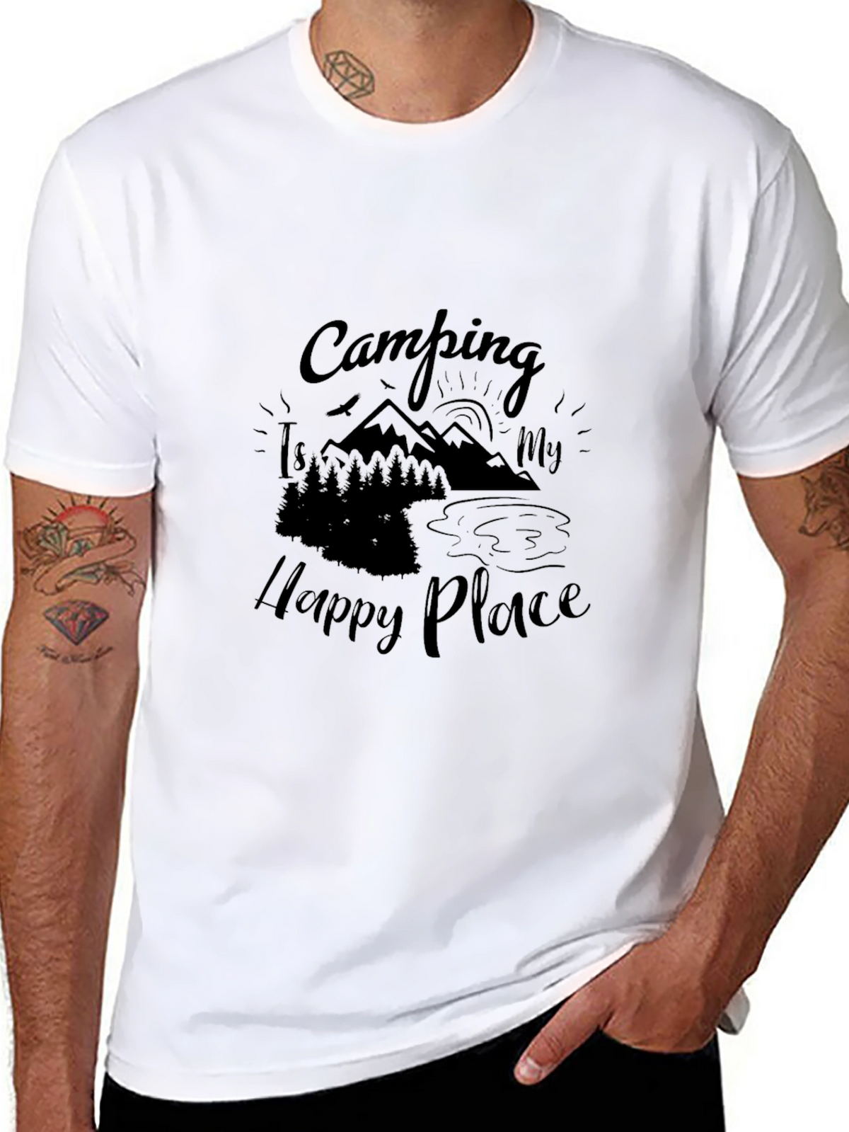 Camping Is My Happy Place Black T-Shirt
