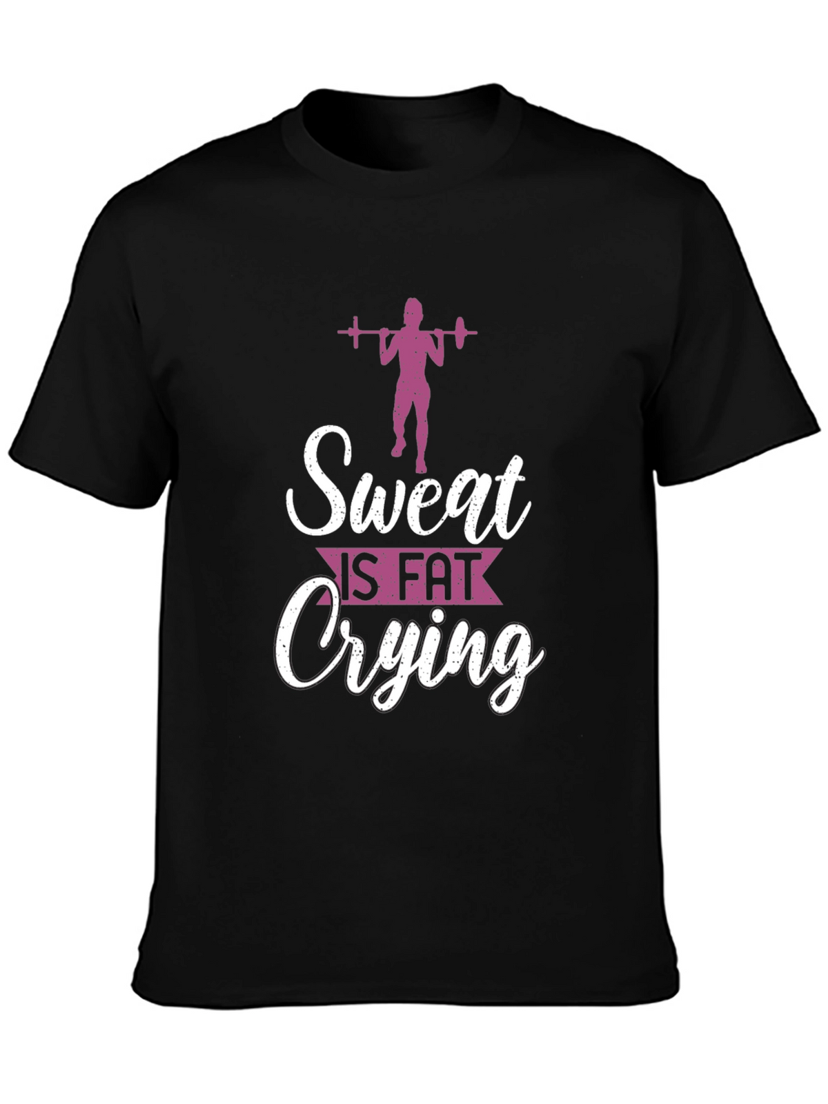 Sweat Is Fat Crying Mens Black Graphic Tee