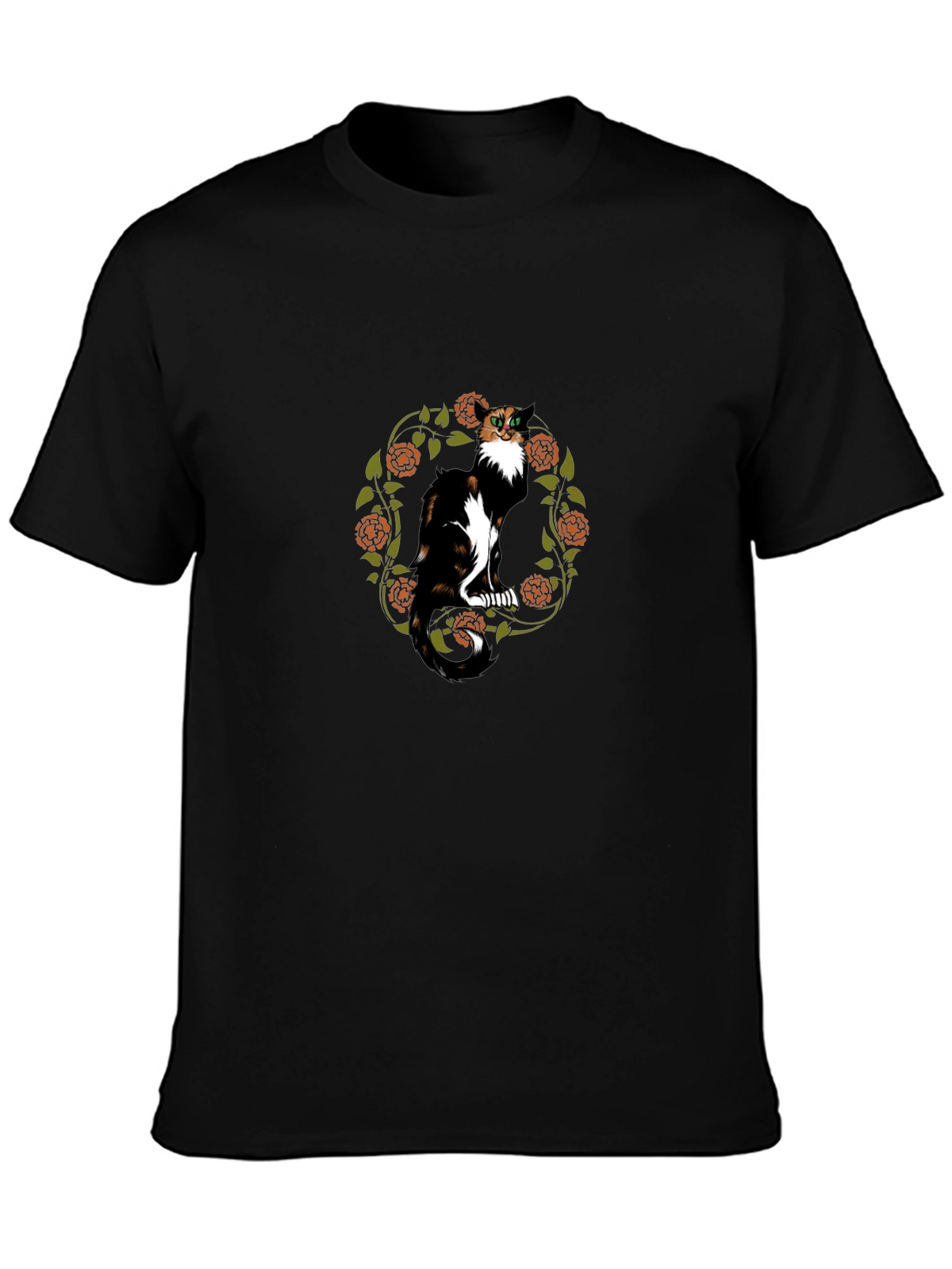 Calico Cat Floral Wreath T-Shirt