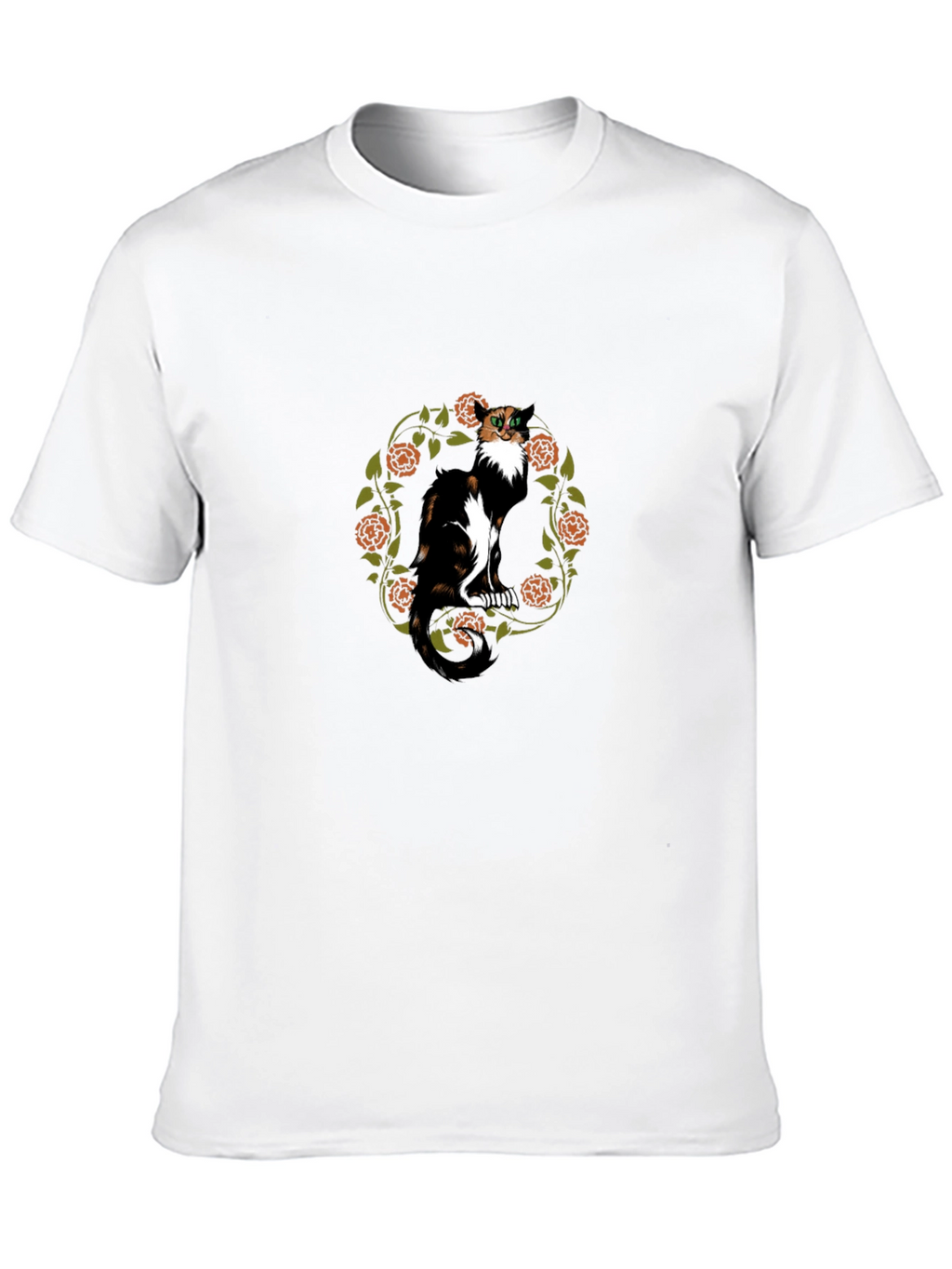 Calico Cat Floral Wreath T-Shirt