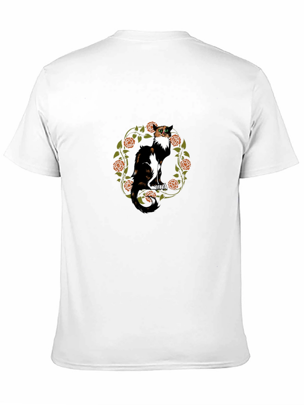 Calico Cat Floral Wreath T-Shirt