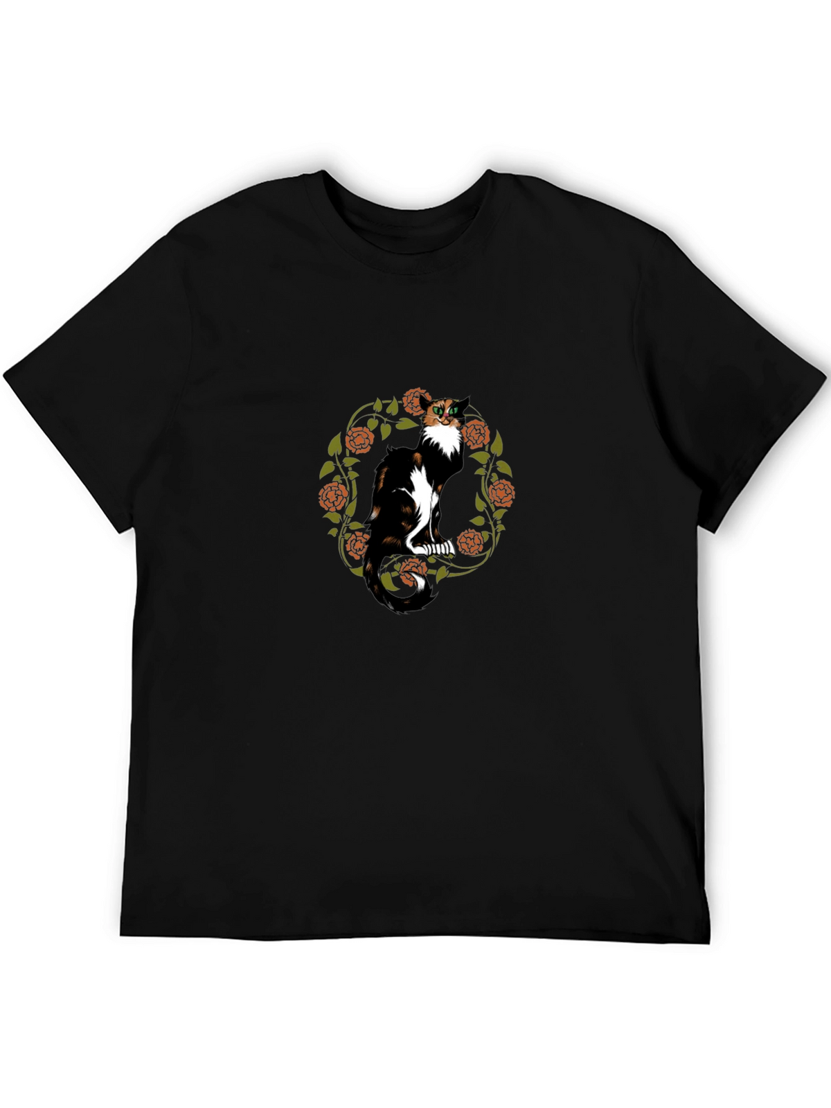 Calico Cat Floral Wreath T-Shirt