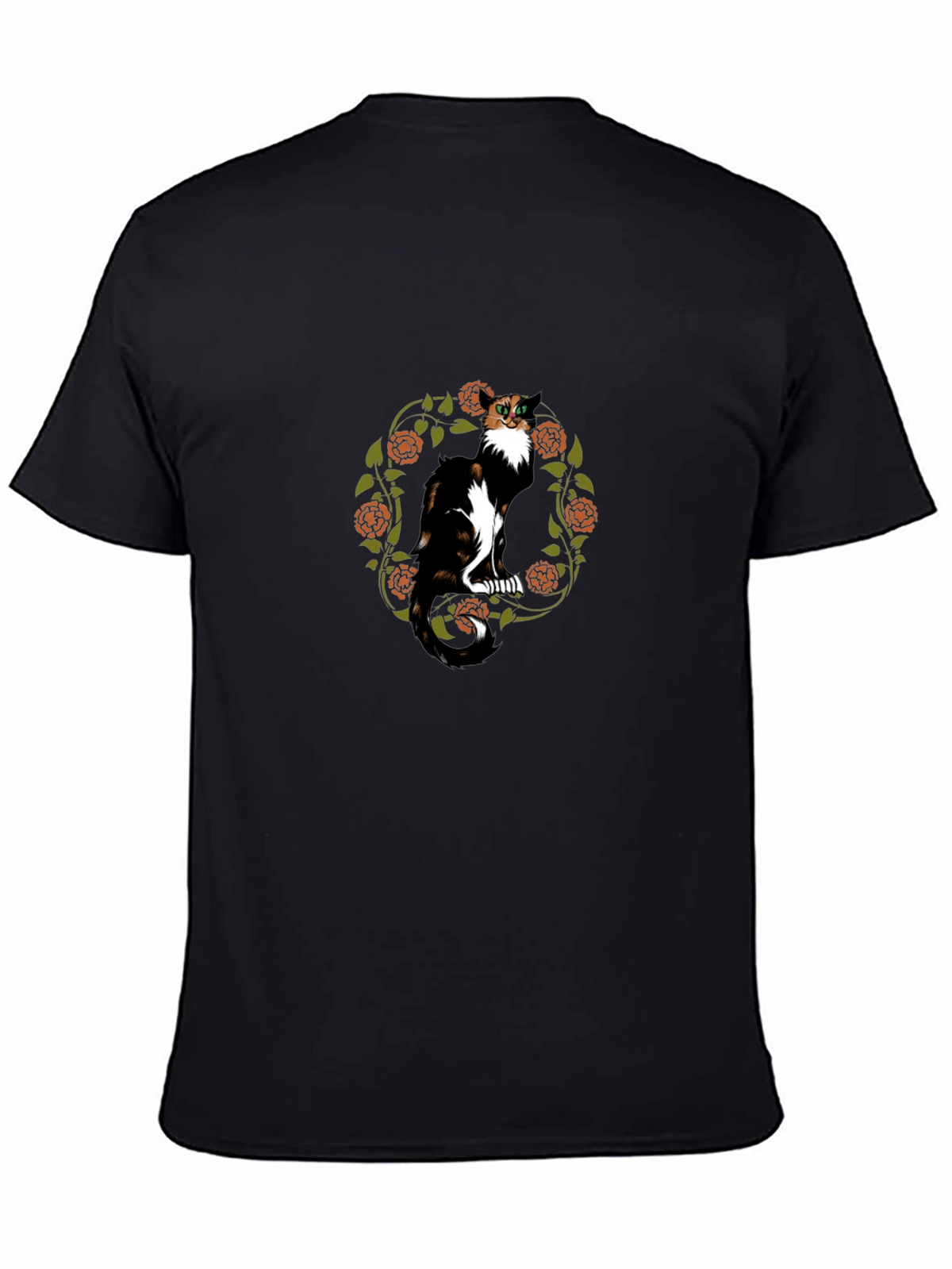 Calico Cat Floral Wreath T-Shirt