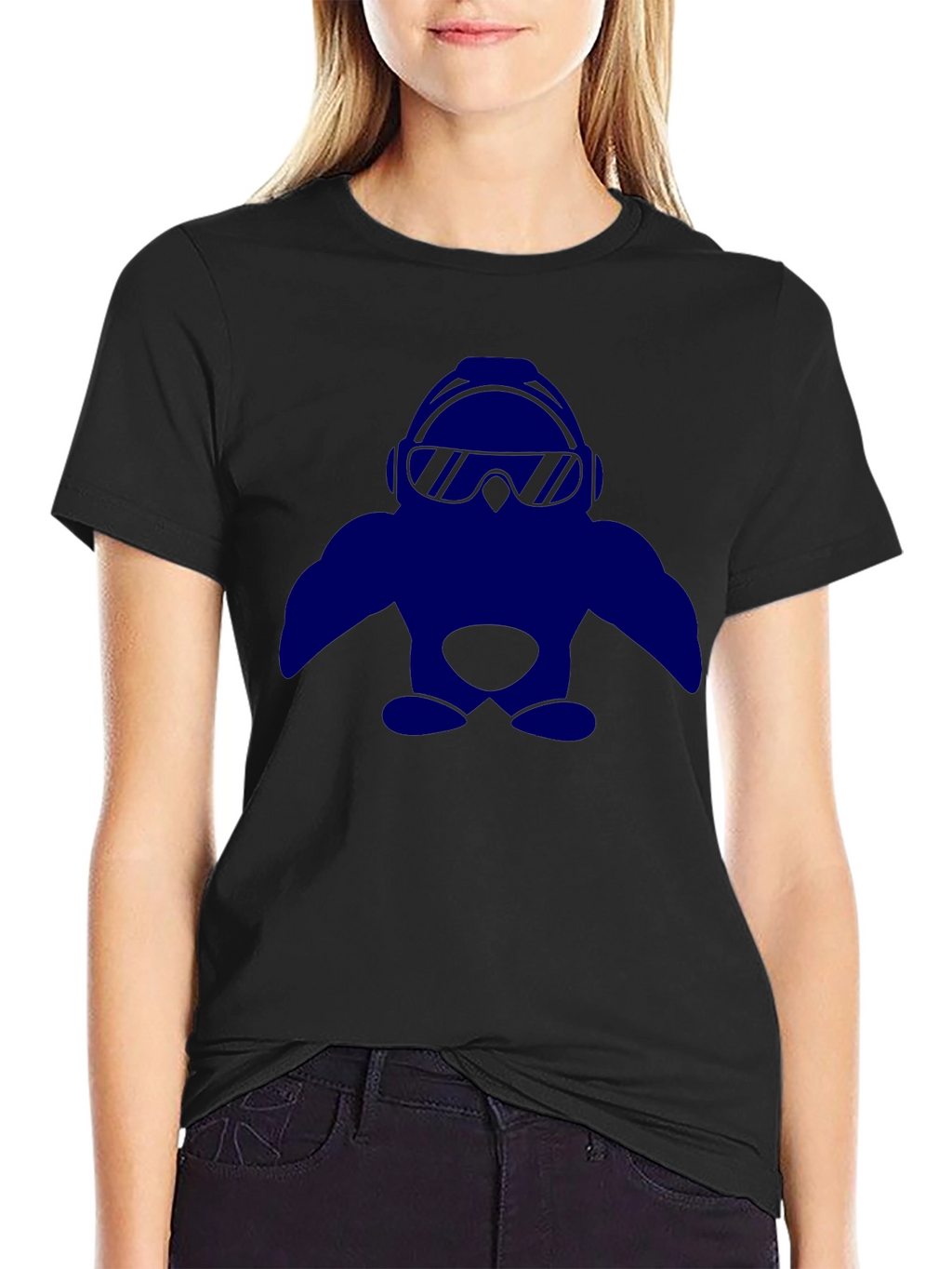 Cool Penguin Graphic Tee - Black