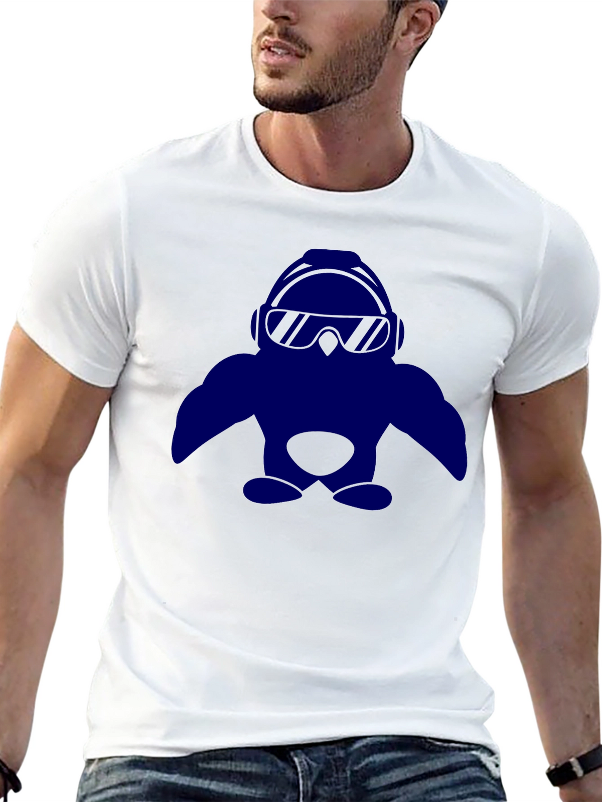 Cool Penguin Graphic Tee - Black