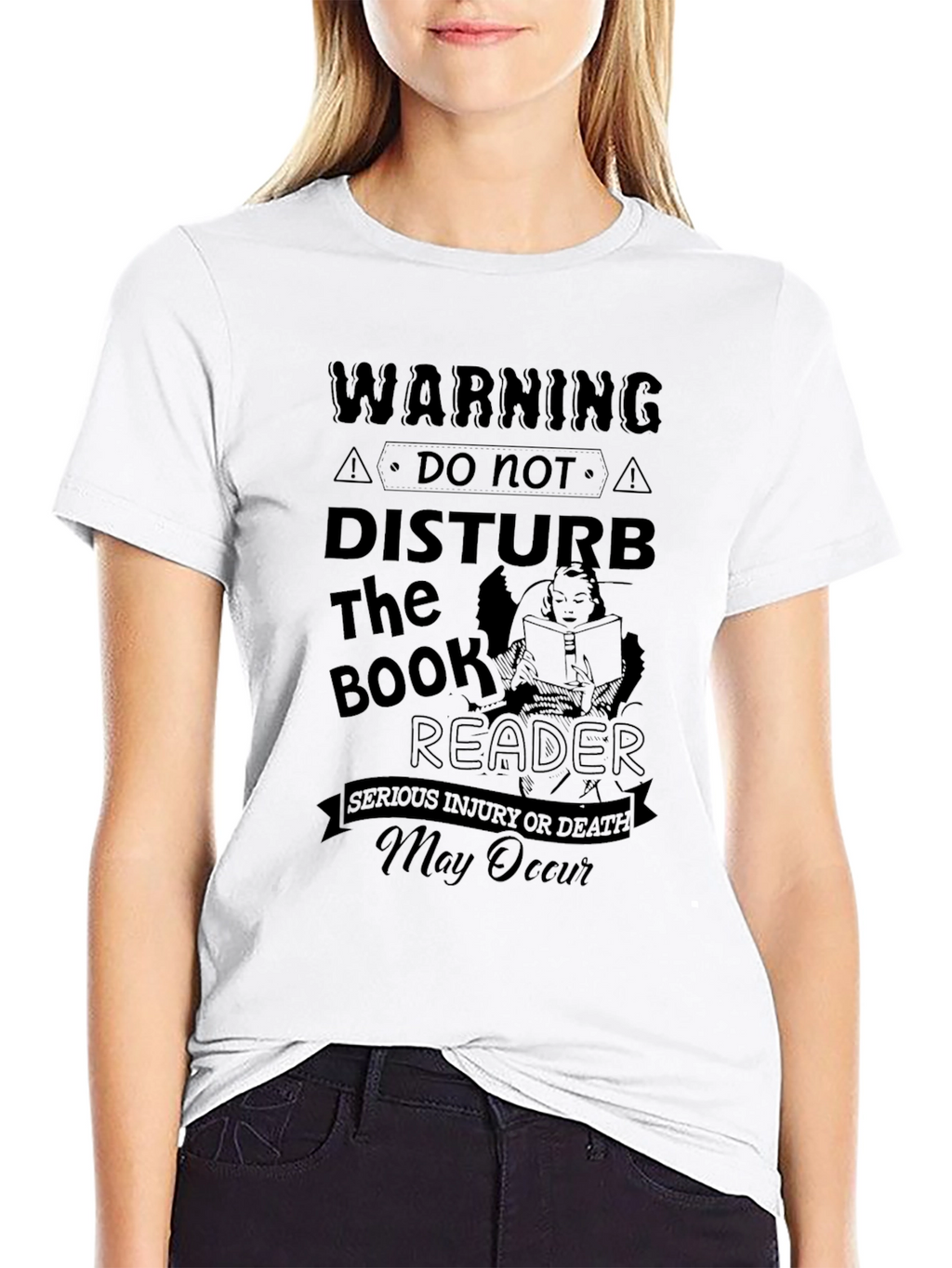 Warning Do Not Disturb the Book Reader Black T-Shirt