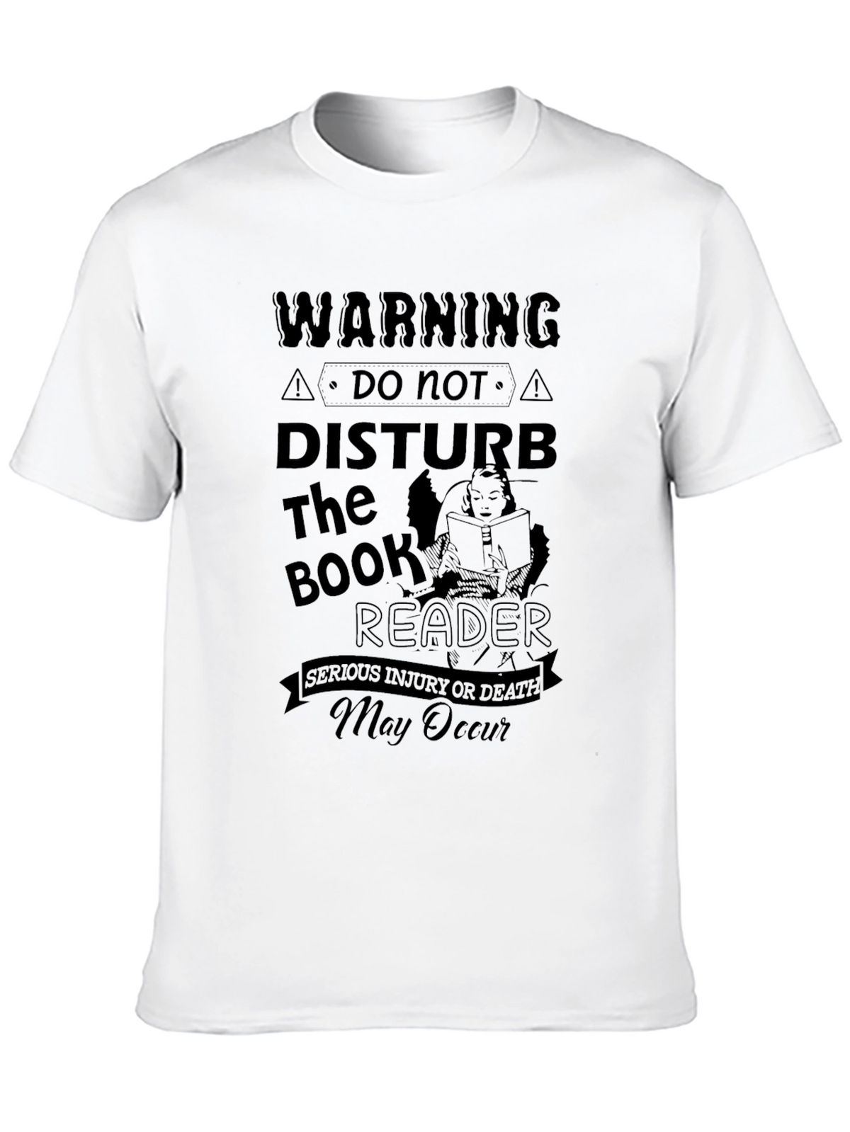 Warning Do Not Disturb the Book Reader Black T-Shirt