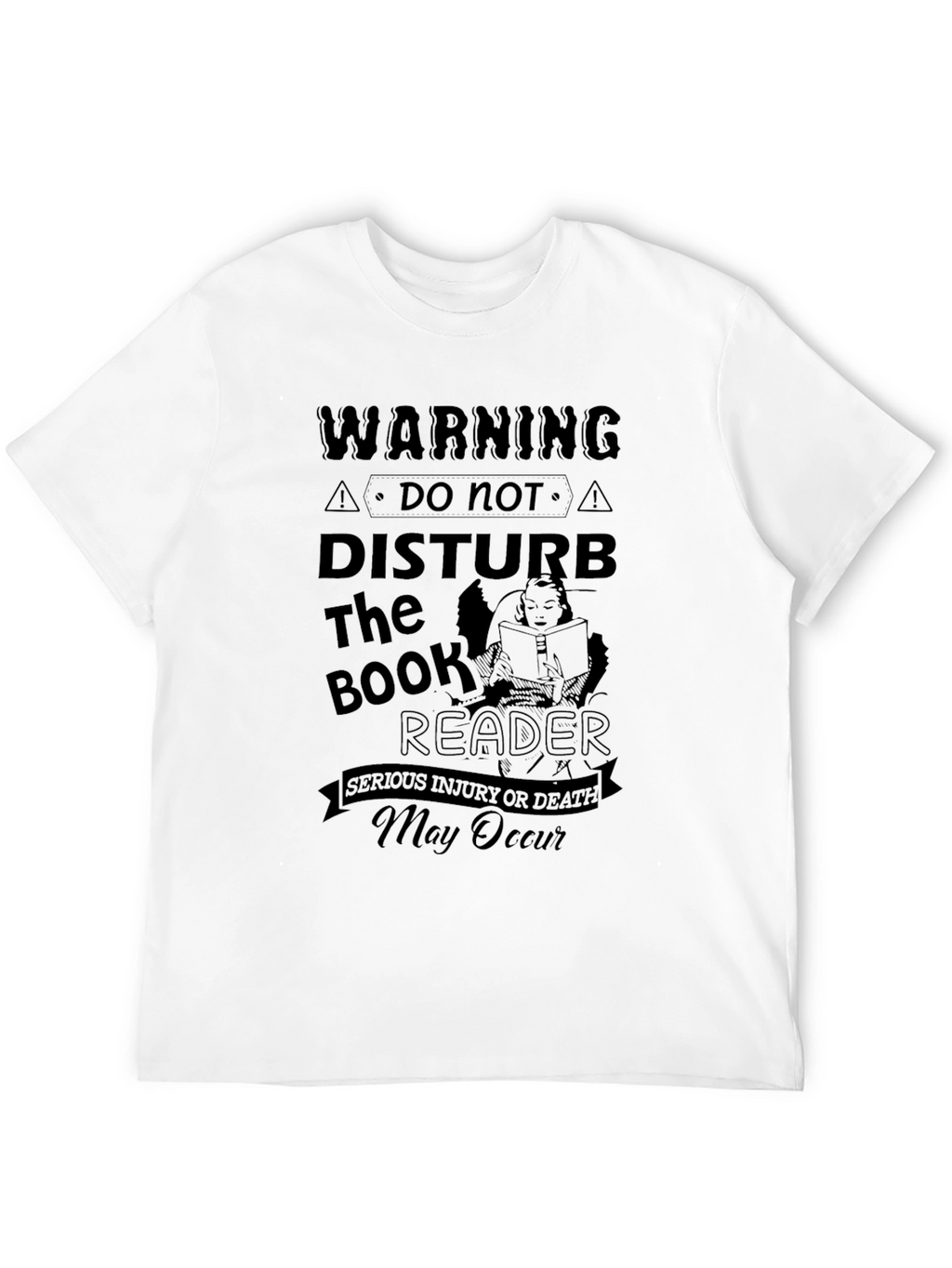 Warning Do Not Disturb the Book Reader Black T-Shirt