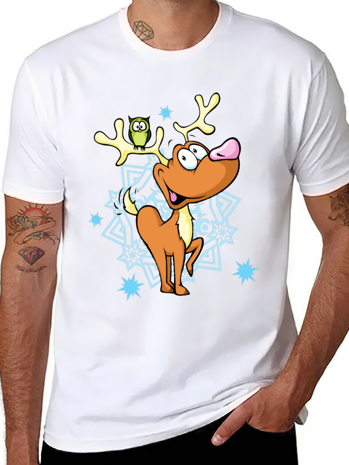 Festive Reindeer Graphic Tee - Holiday Cheer