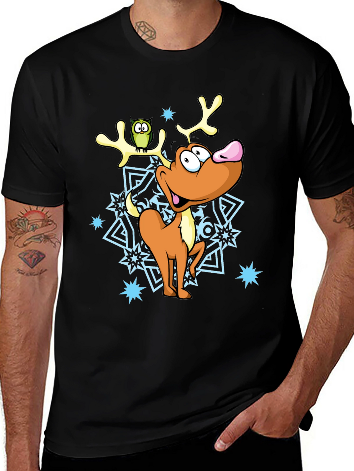 Festive Reindeer Graphic Tee - Holiday Cheer