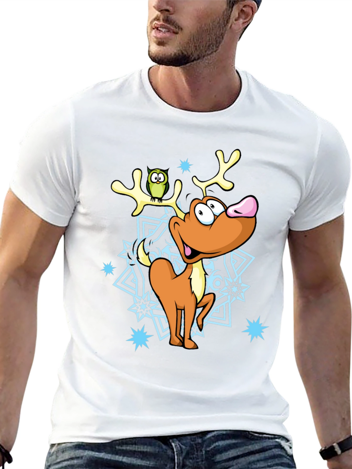 Festive Reindeer Graphic Tee - Holiday Cheer