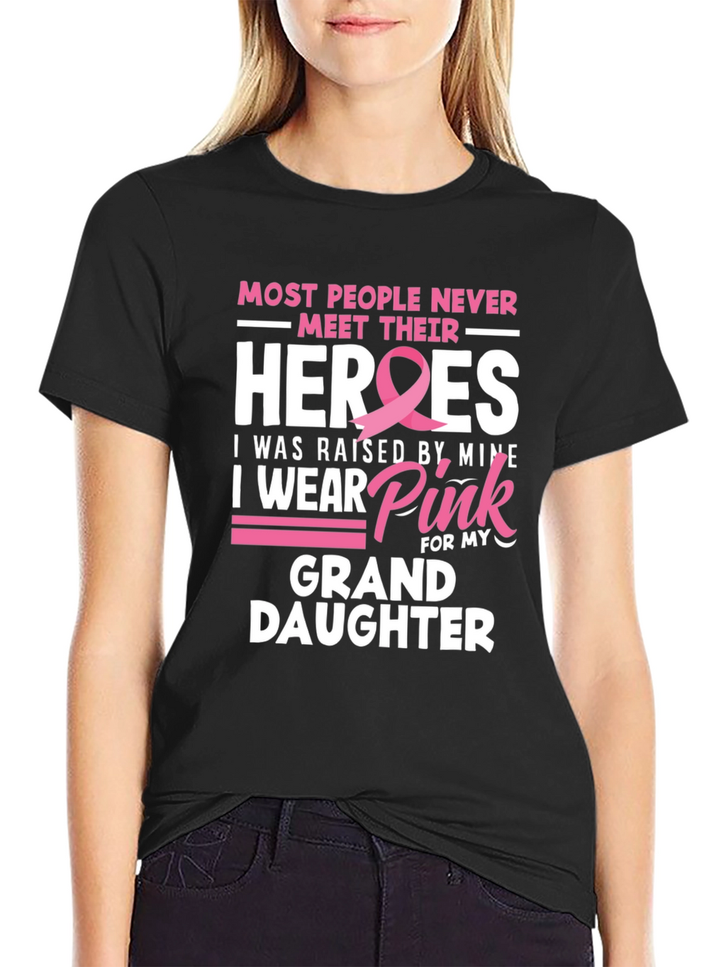 Heroes Granddaughter Pink Ribbon T-Shirt