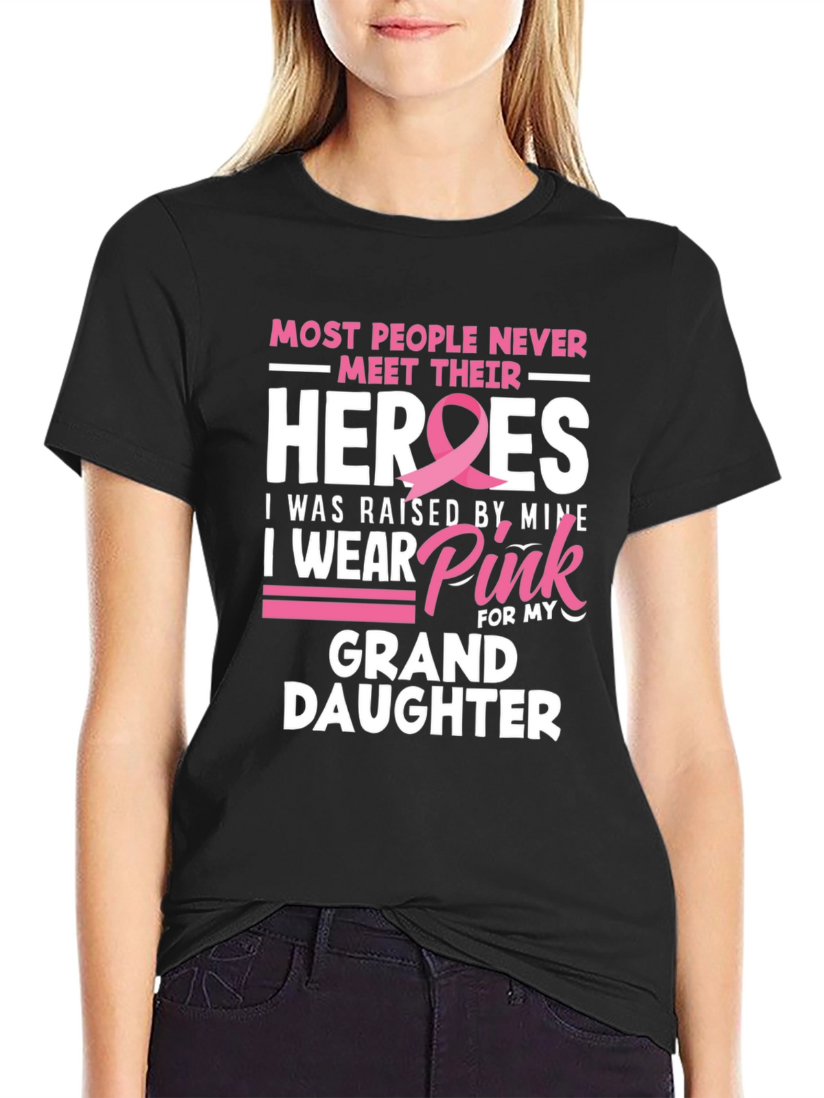 Heroes Granddaughter Pink Ribbon T-Shirt