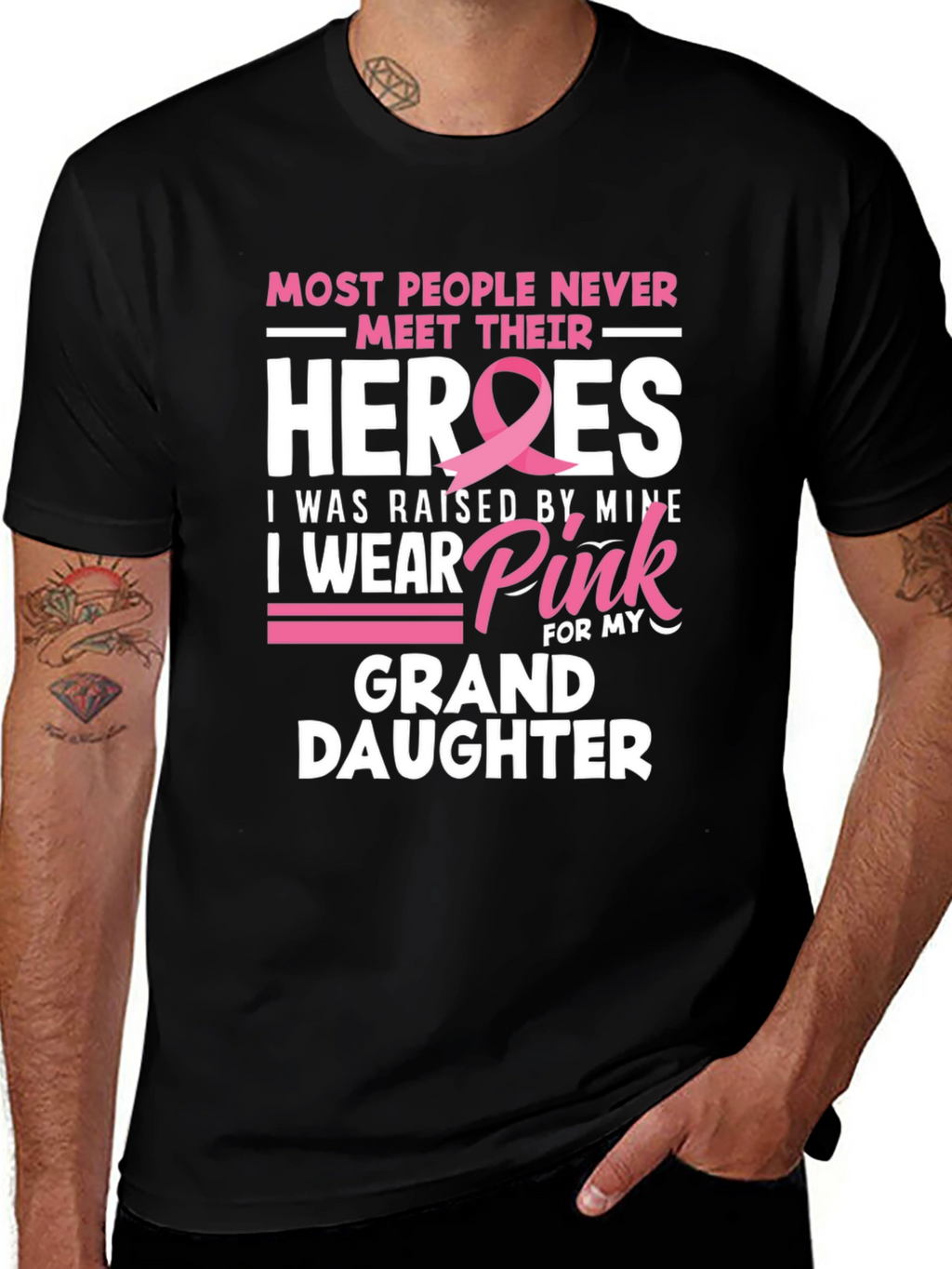 Heroes Granddaughter Pink Ribbon T-Shirt