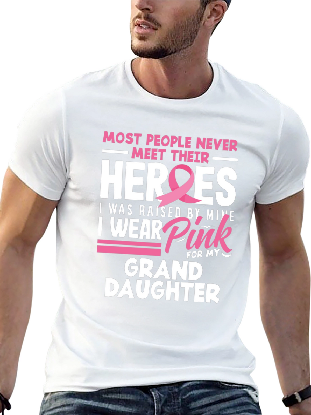 Heroes Granddaughter Pink Ribbon T-Shirt