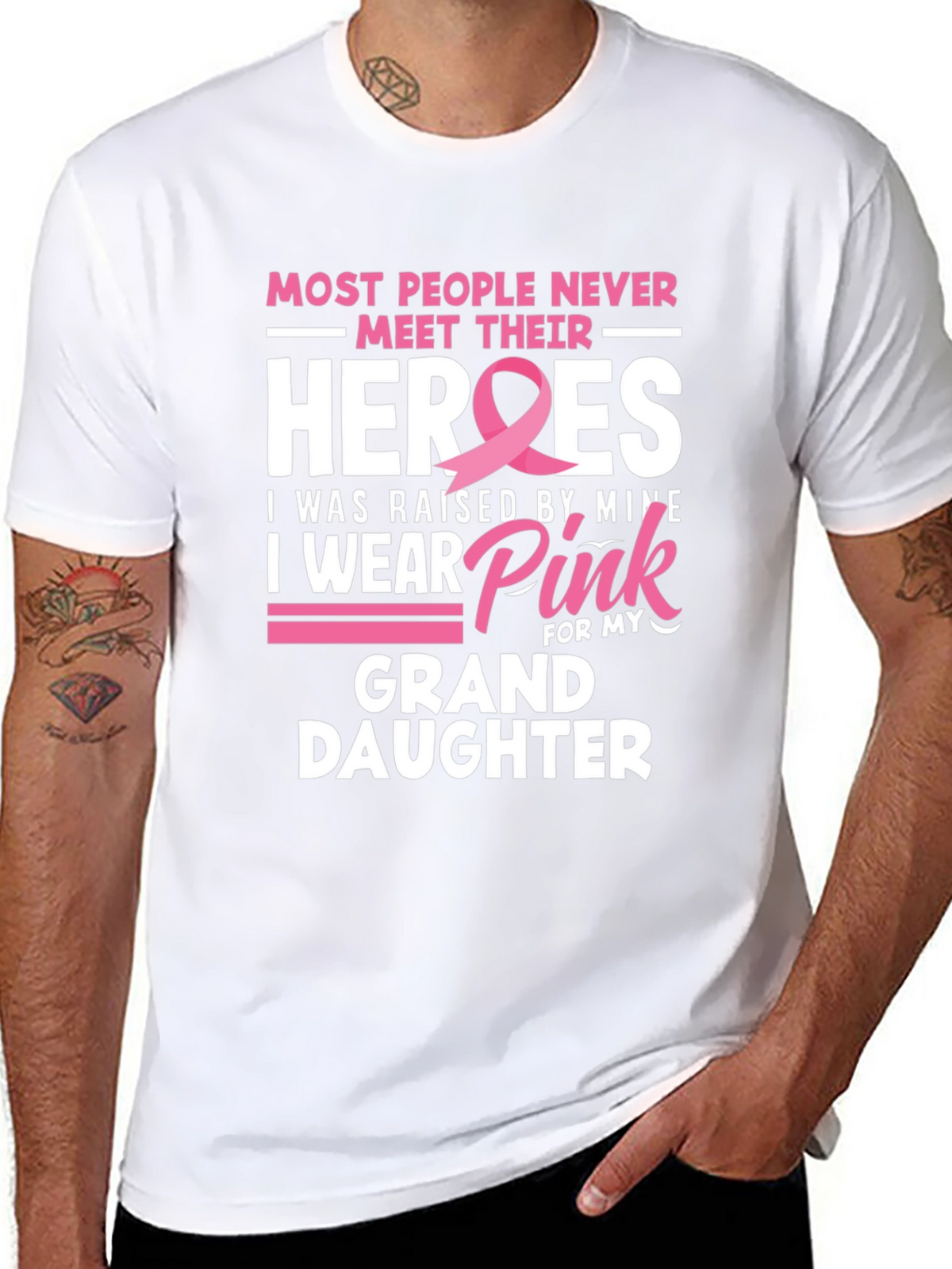 Heroes Granddaughter Pink Ribbon T-Shirt