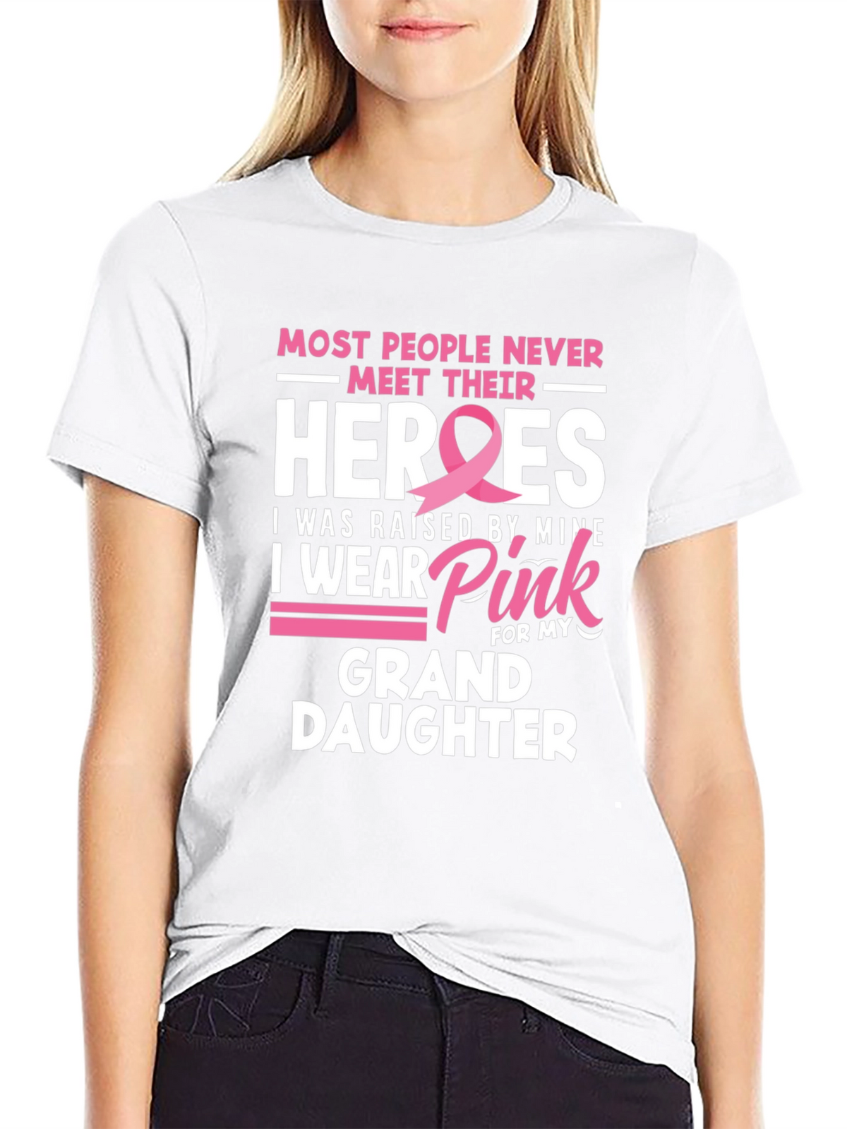 Heroes Granddaughter Pink Ribbon T-Shirt