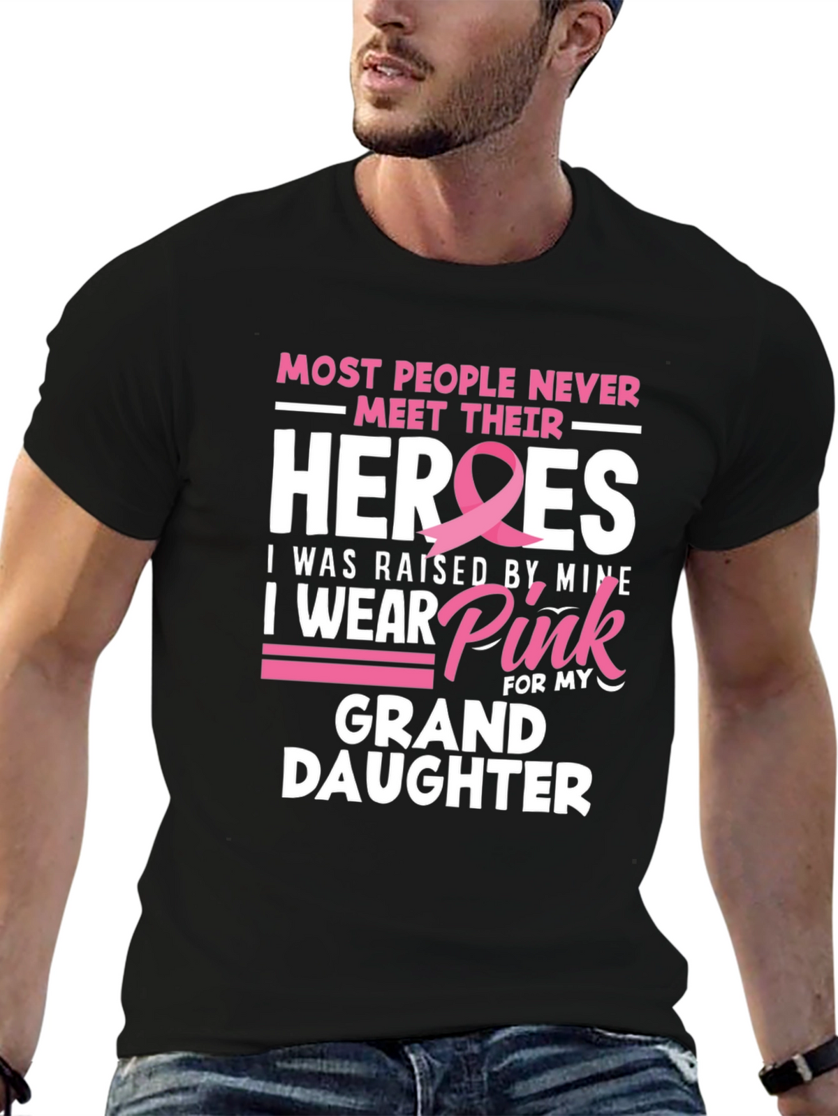 Heroes Granddaughter Pink Ribbon T-Shirt
