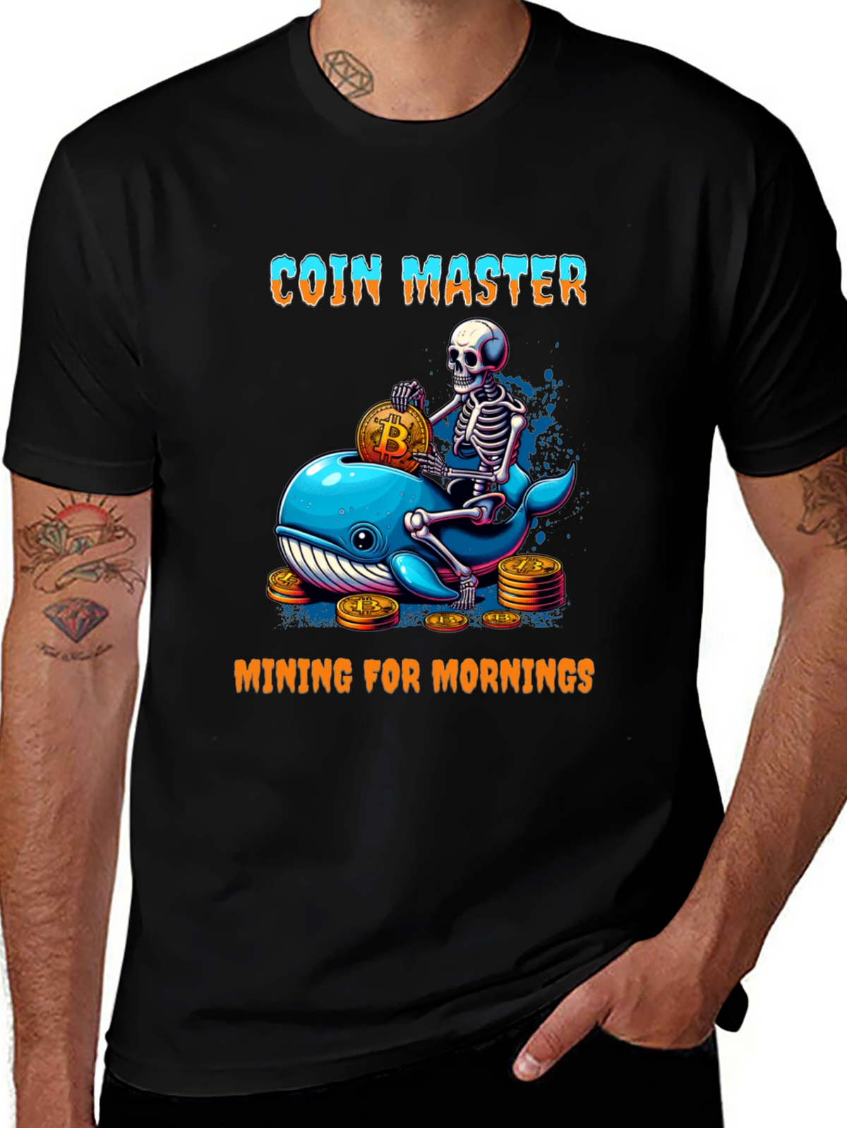 Coin Master Skeleton Whale Bitcoin T-Shirt