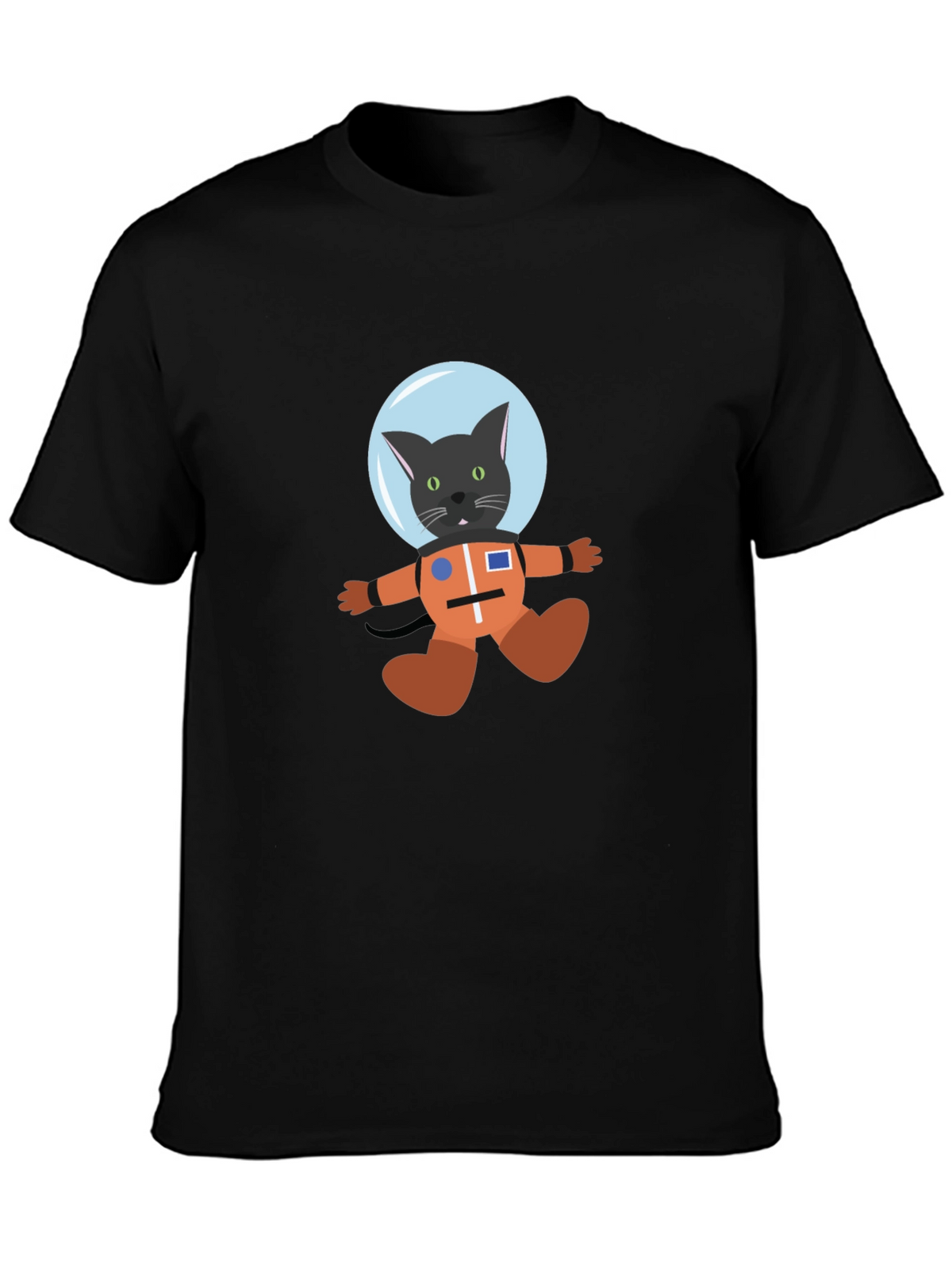 Cat Astronaut Black T-Shirt