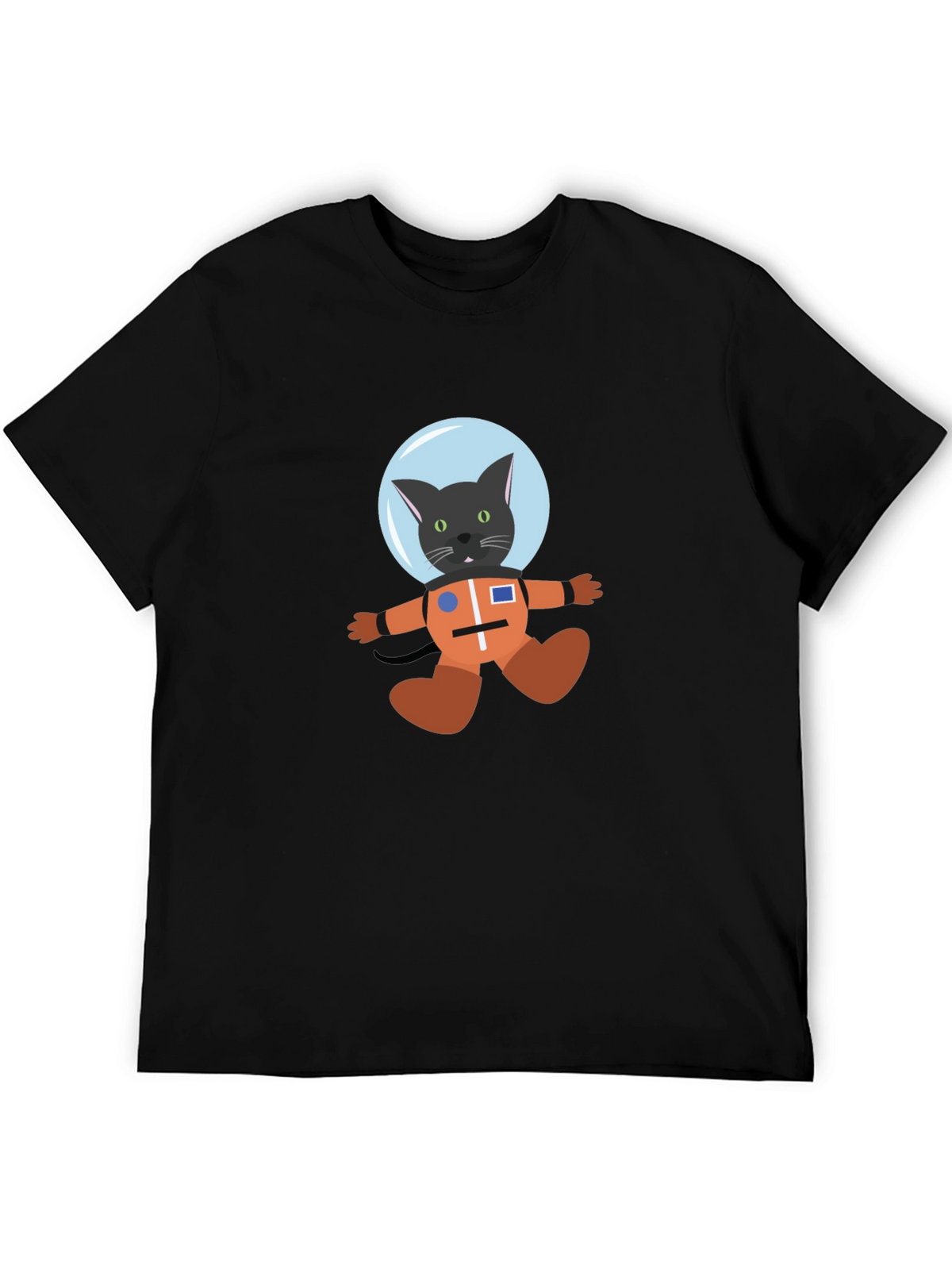 Cat Astronaut Black T-Shirt