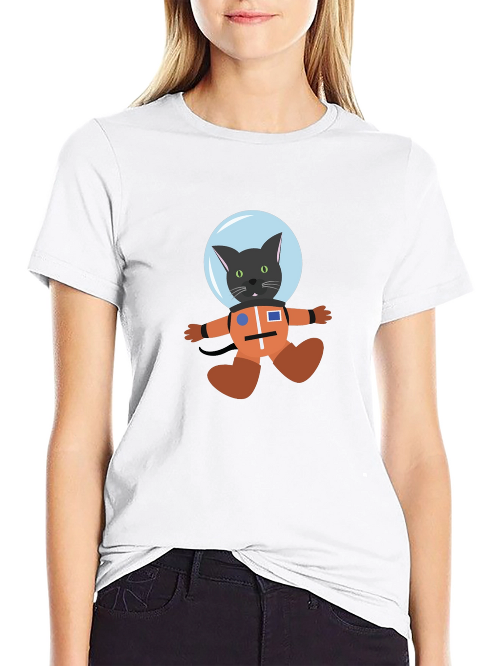 Cat Astronaut Black T-Shirt