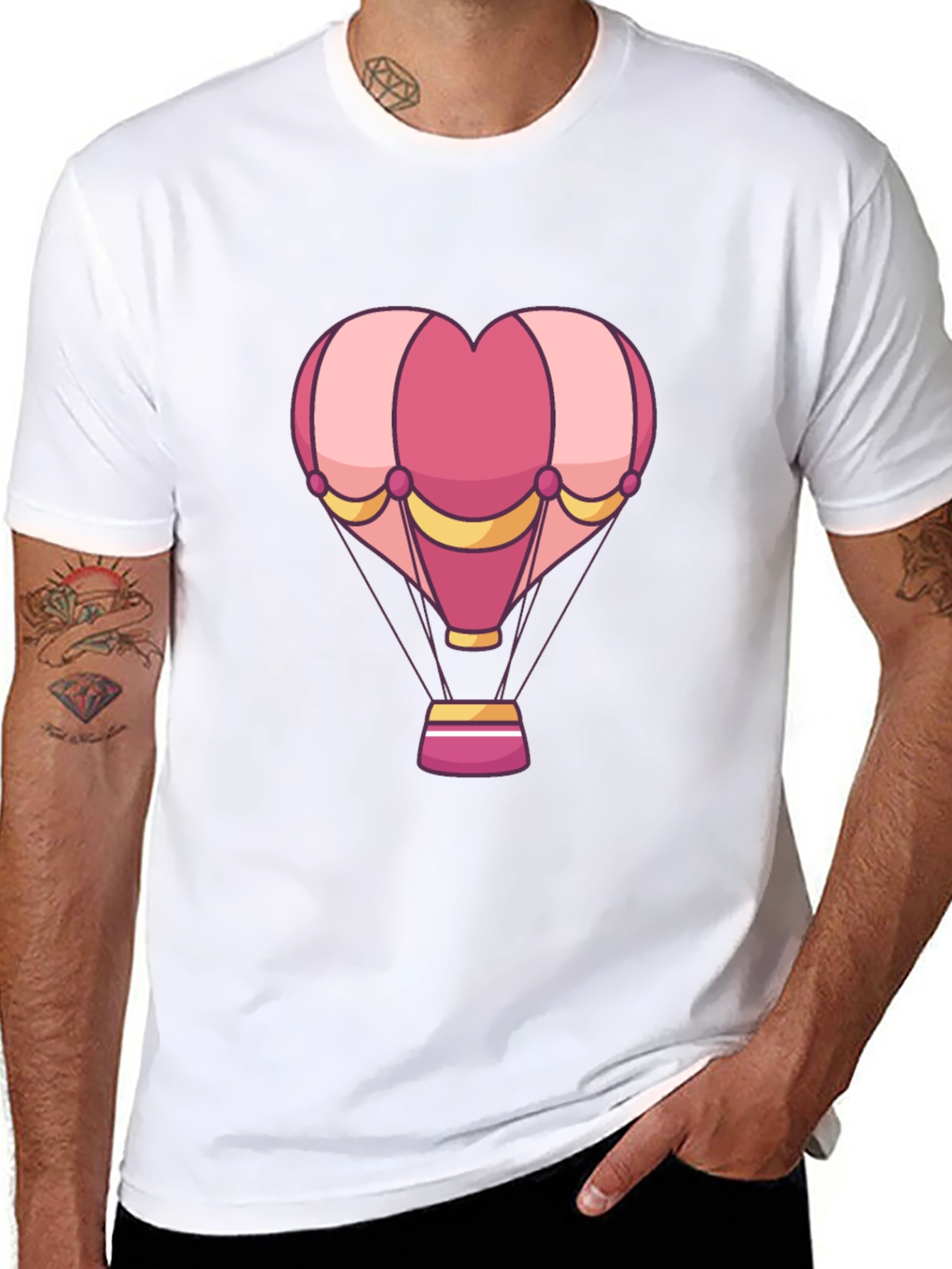 Heart Hot Air Balloon Graphic T-Shirt