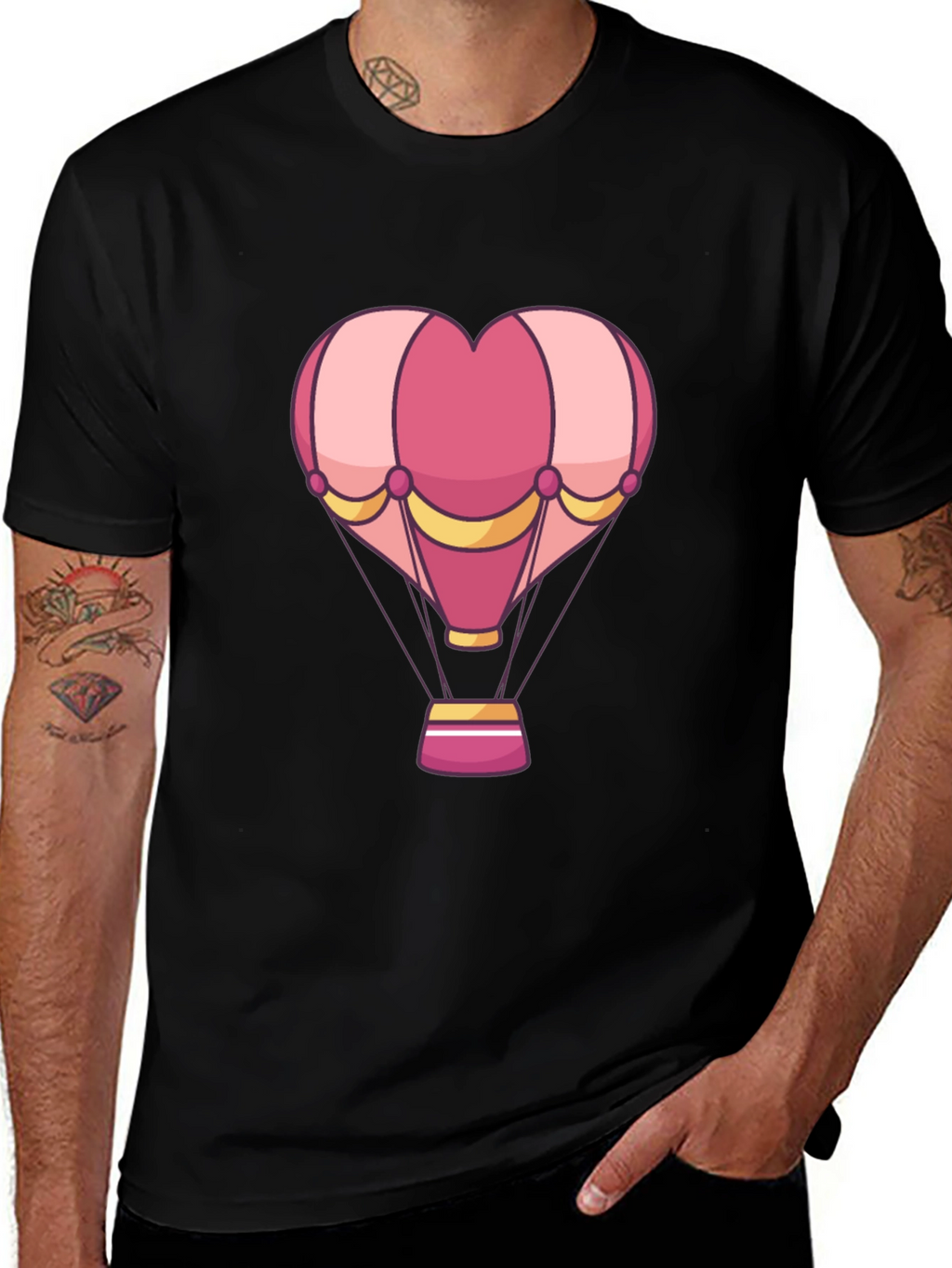 Heart Hot Air Balloon Graphic T-Shirt