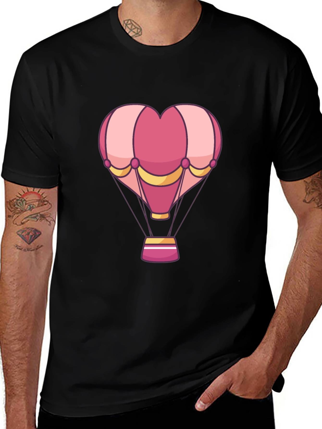 Heart Hot Air Balloon Graphic T-Shirt