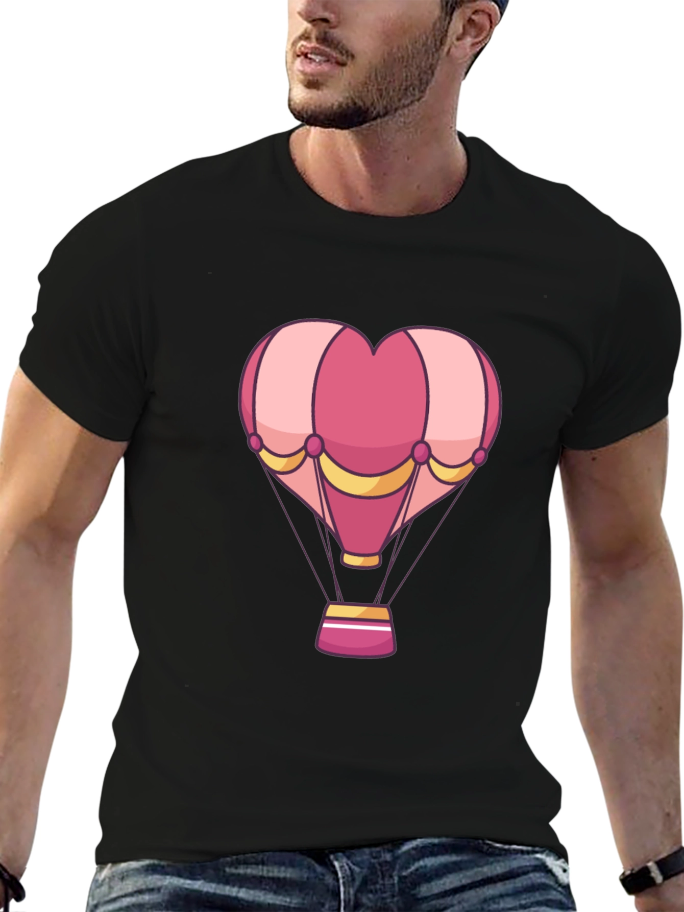 Heart Hot Air Balloon Graphic T-Shirt