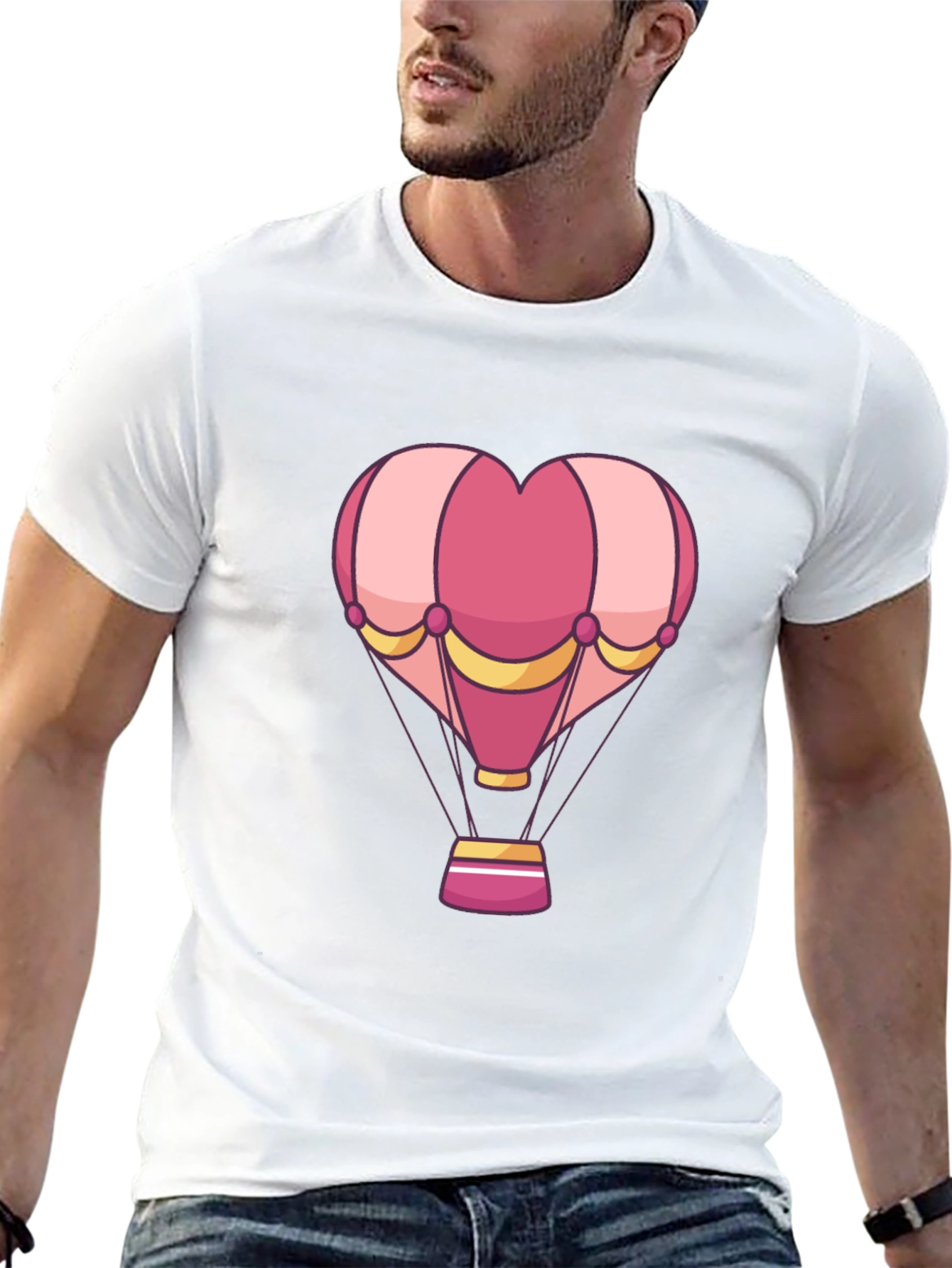 Heart Hot Air Balloon Graphic T-Shirt