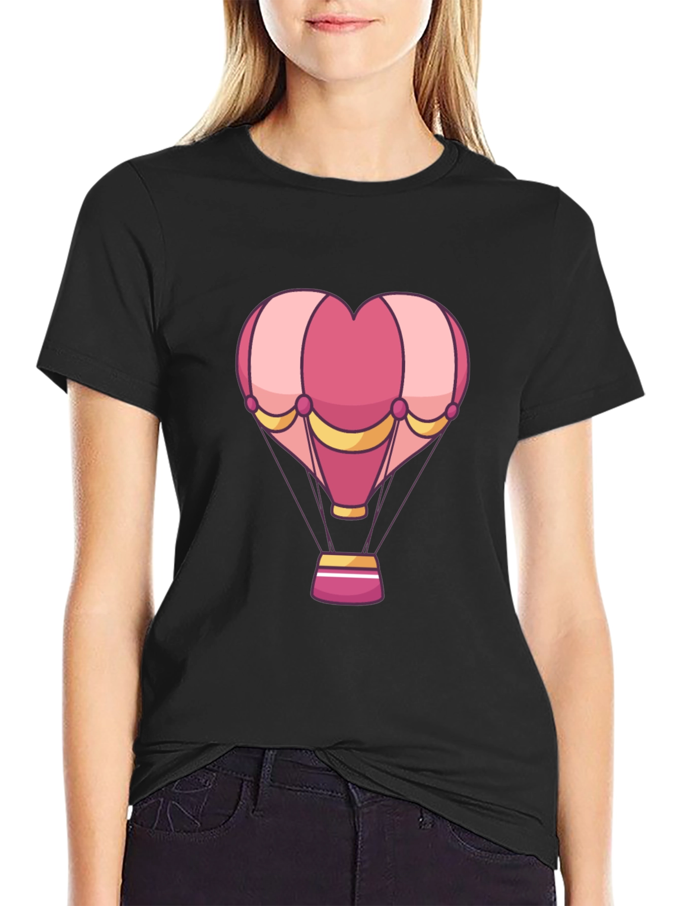 Heart Hot Air Balloon Graphic T-Shirt