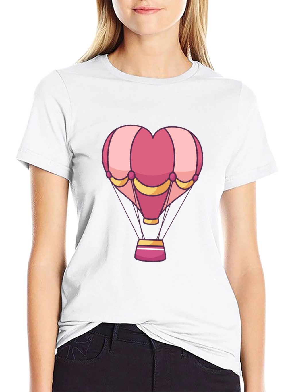 Heart Hot Air Balloon Graphic T-Shirt