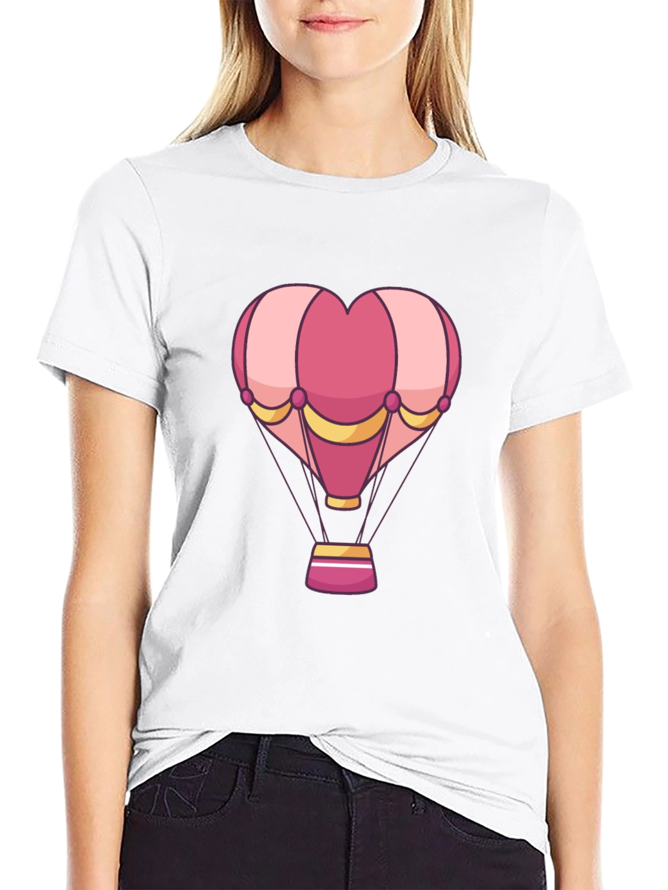 Heart Hot Air Balloon Graphic T-Shirt