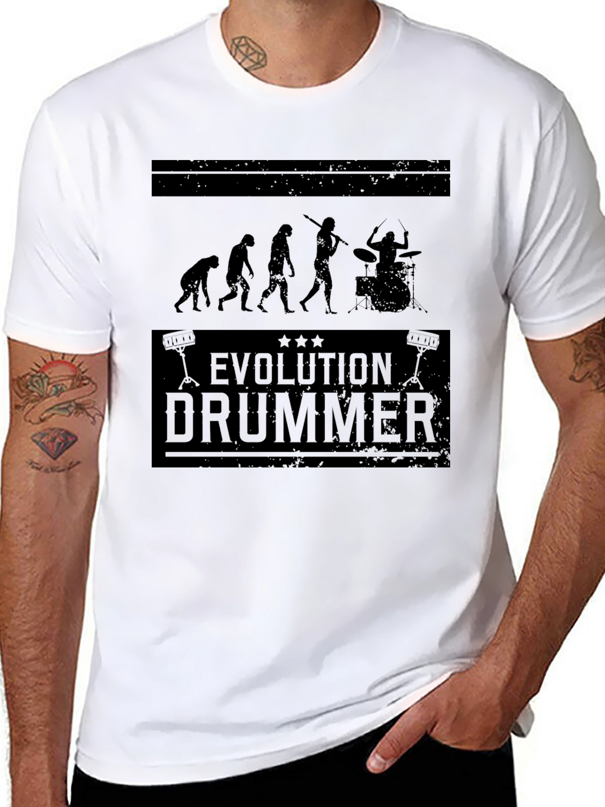 Evolution Drummer Black Graphic Tee