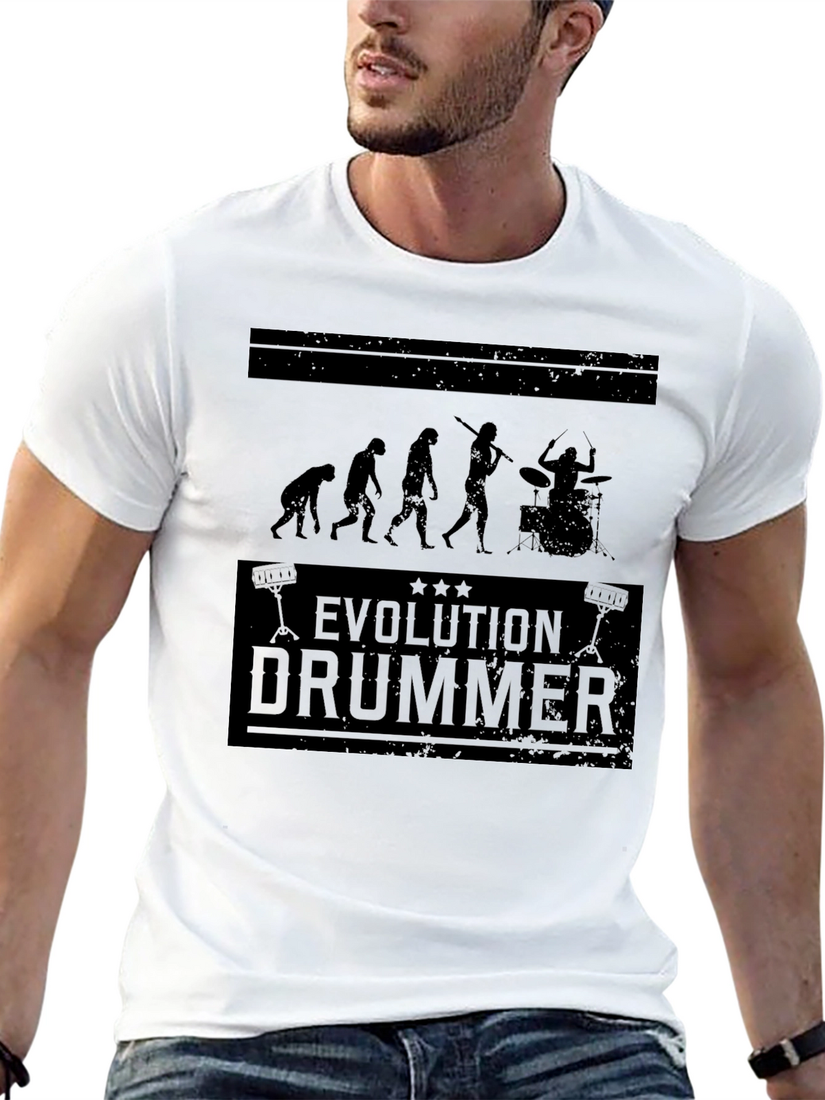 Evolution Drummer Black Graphic Tee