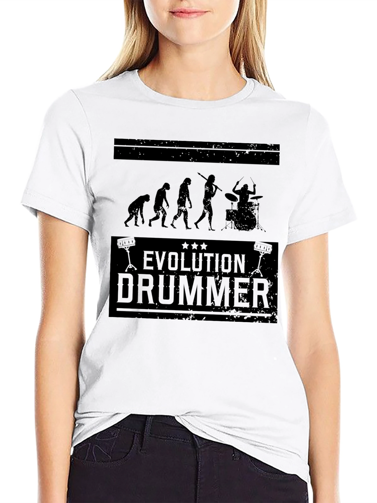Evolution Drummer Black Graphic Tee