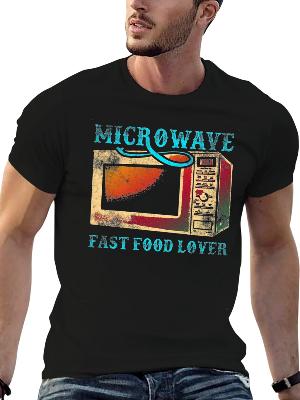 Microwave Fast Food Lover Graphic T-Shirt