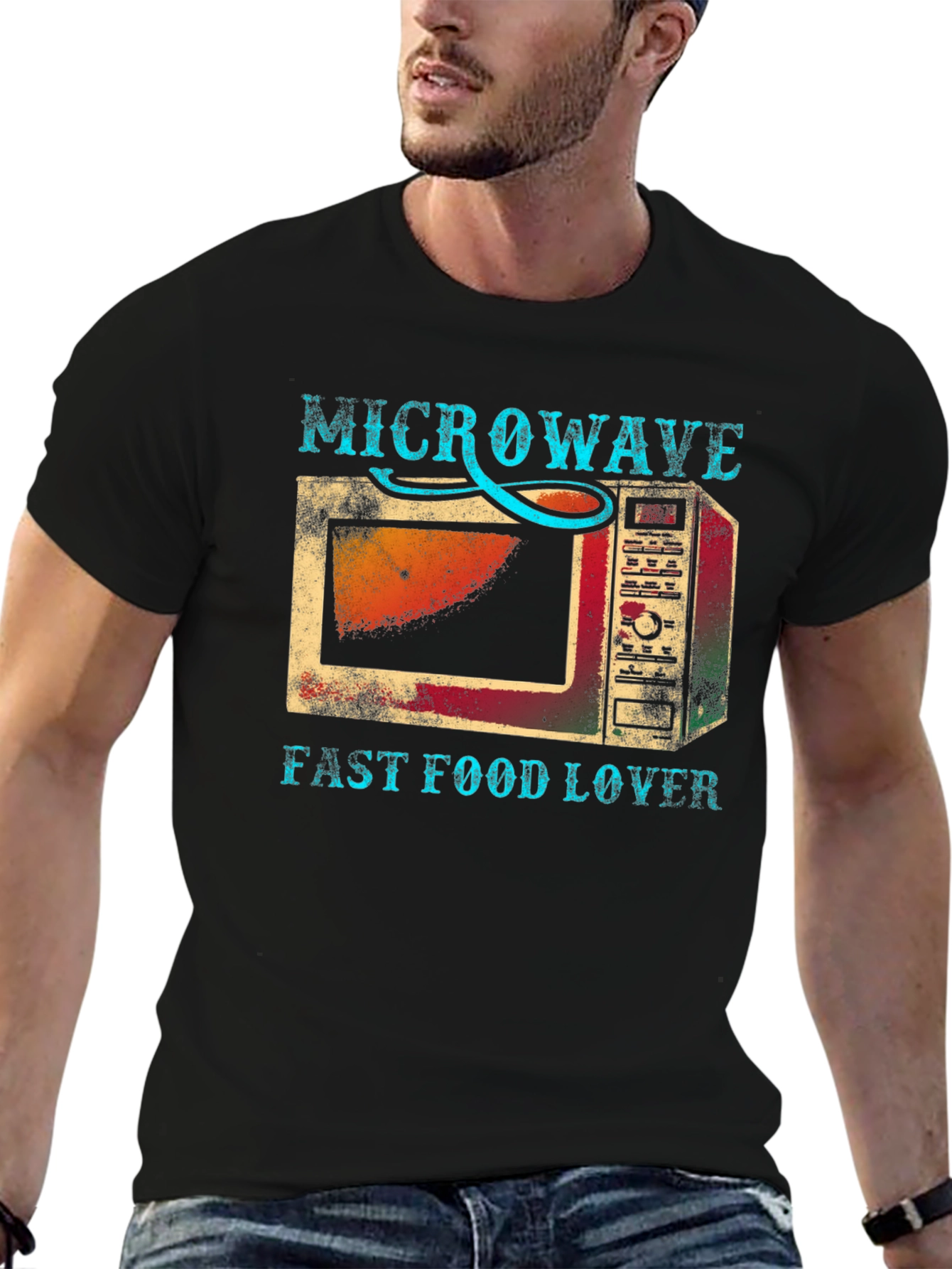 Microwave Fast Food Lover Graphic T-Shirt